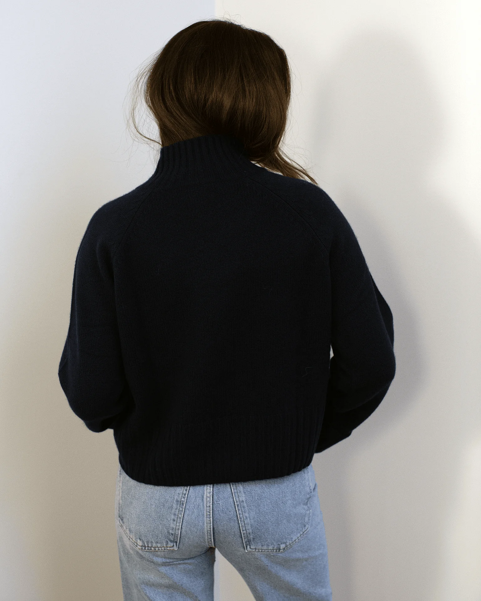 6-Ply Cuffed Solid Boxy Mock in Navy - Image 3
