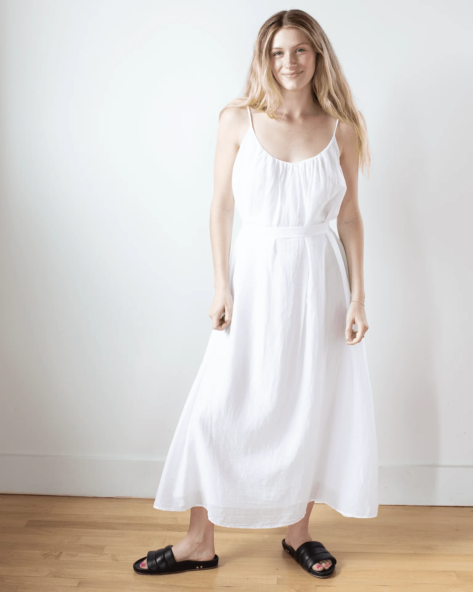 Avery Long Cami Dress in White - Image 2