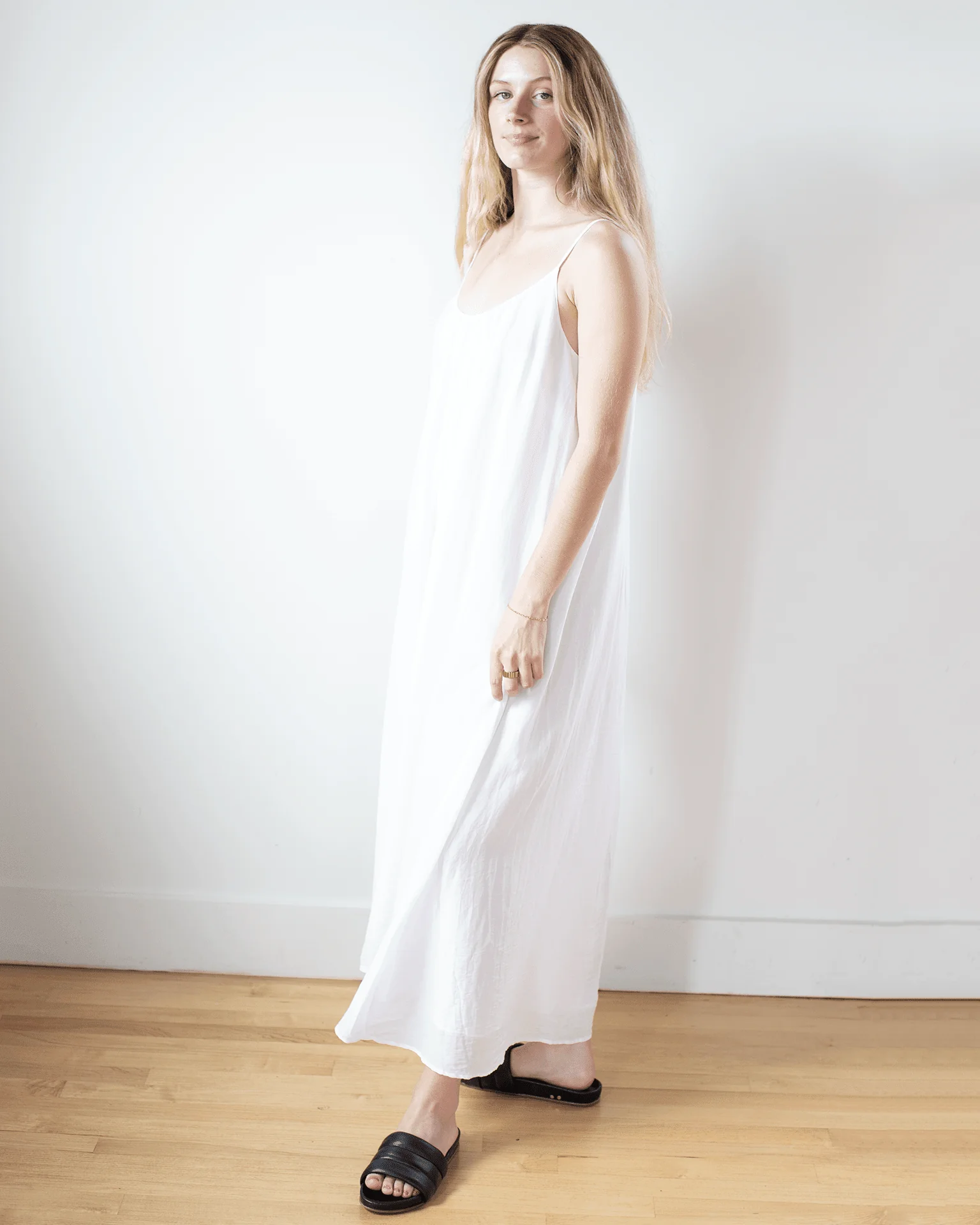 Avery Long Cami Dress in White - Image 3