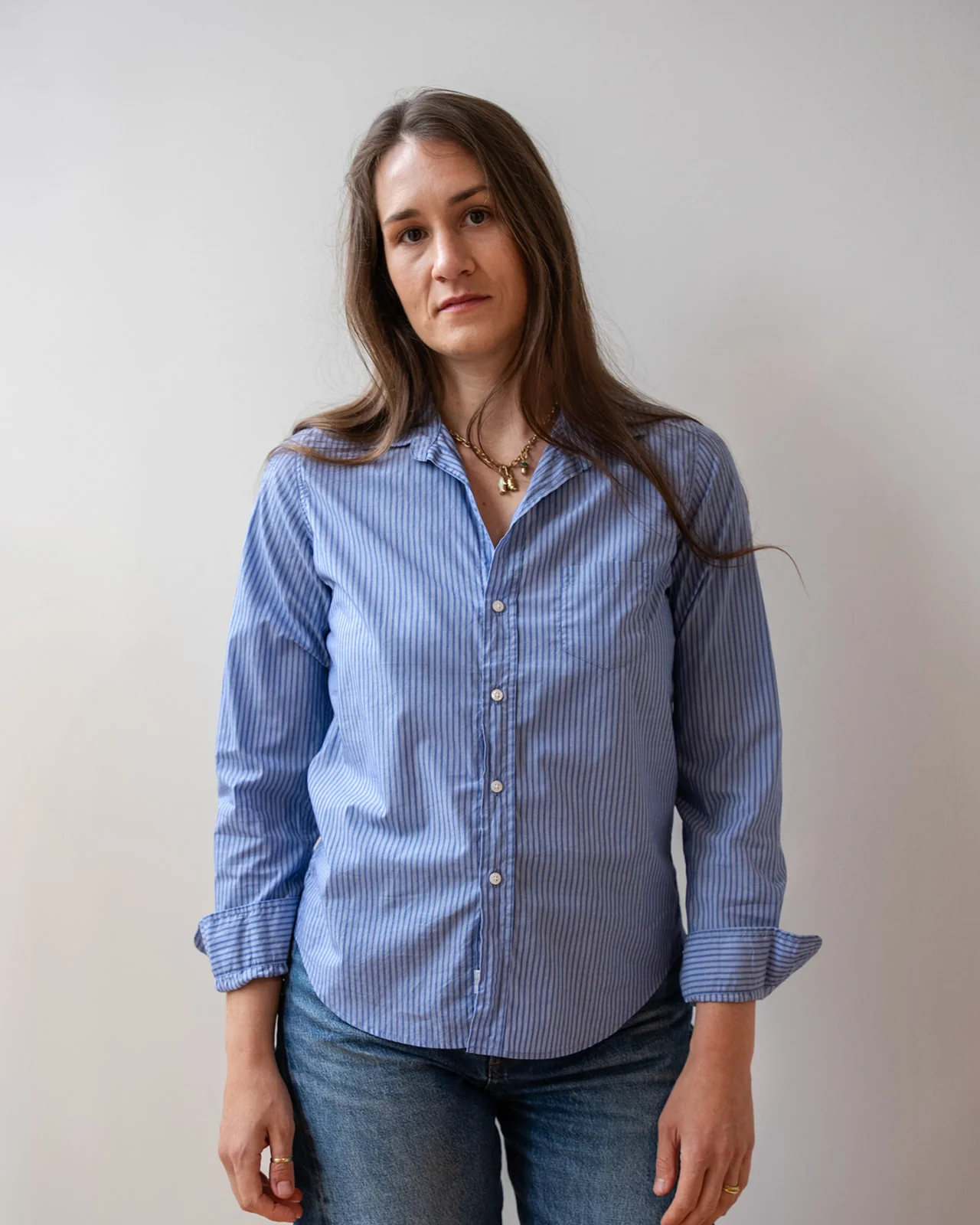 Barry Tailored Button Up in Blue Stripe