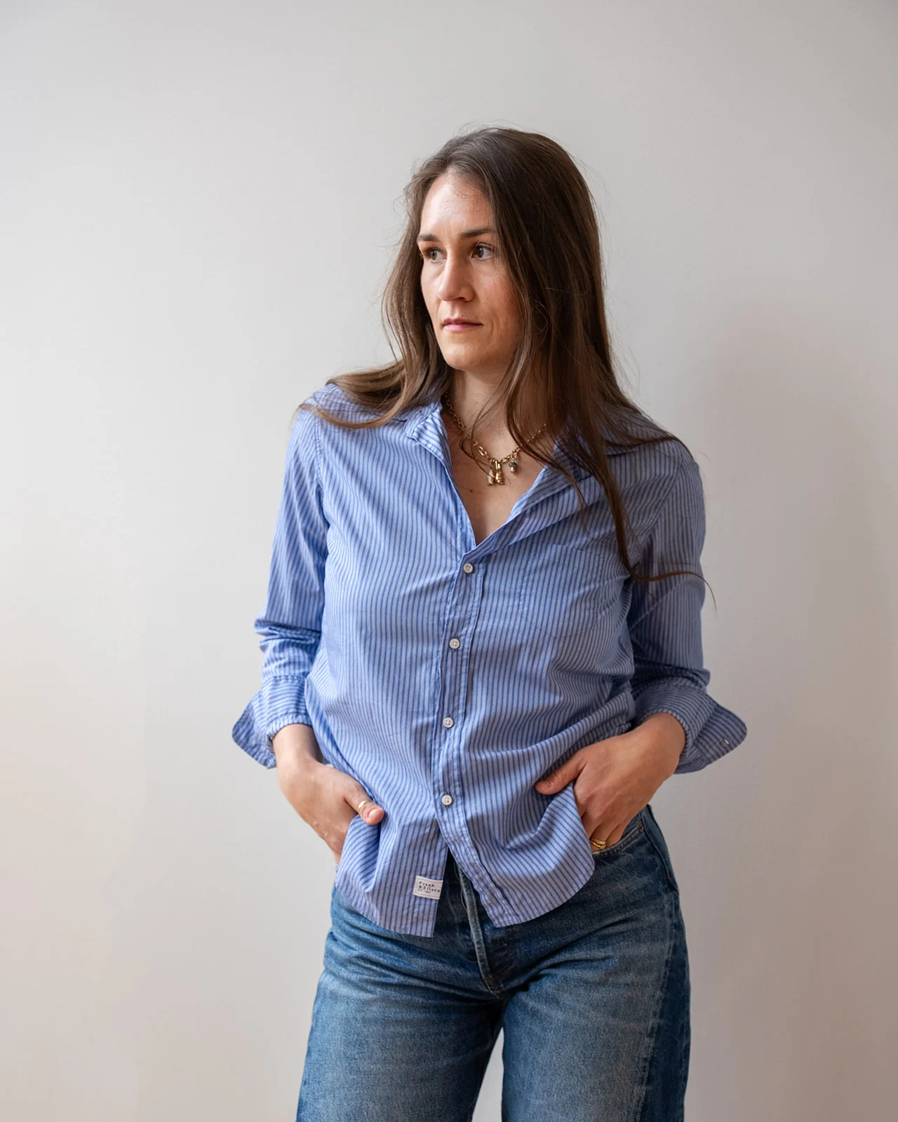 Barry Tailored Button Up in Blue Stripe - Image 2