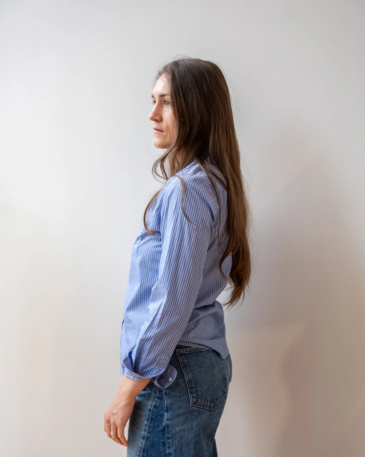 Barry Tailored Button Up in Blue Stripe - Image 3