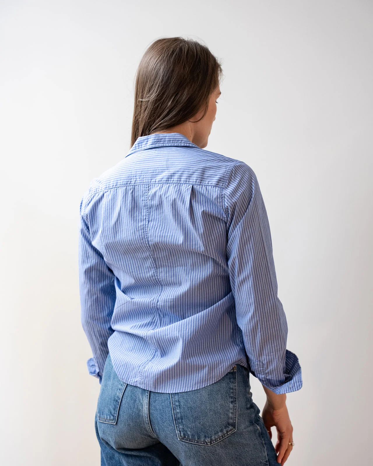 Barry Tailored Button Up in Blue Stripe - Image 4