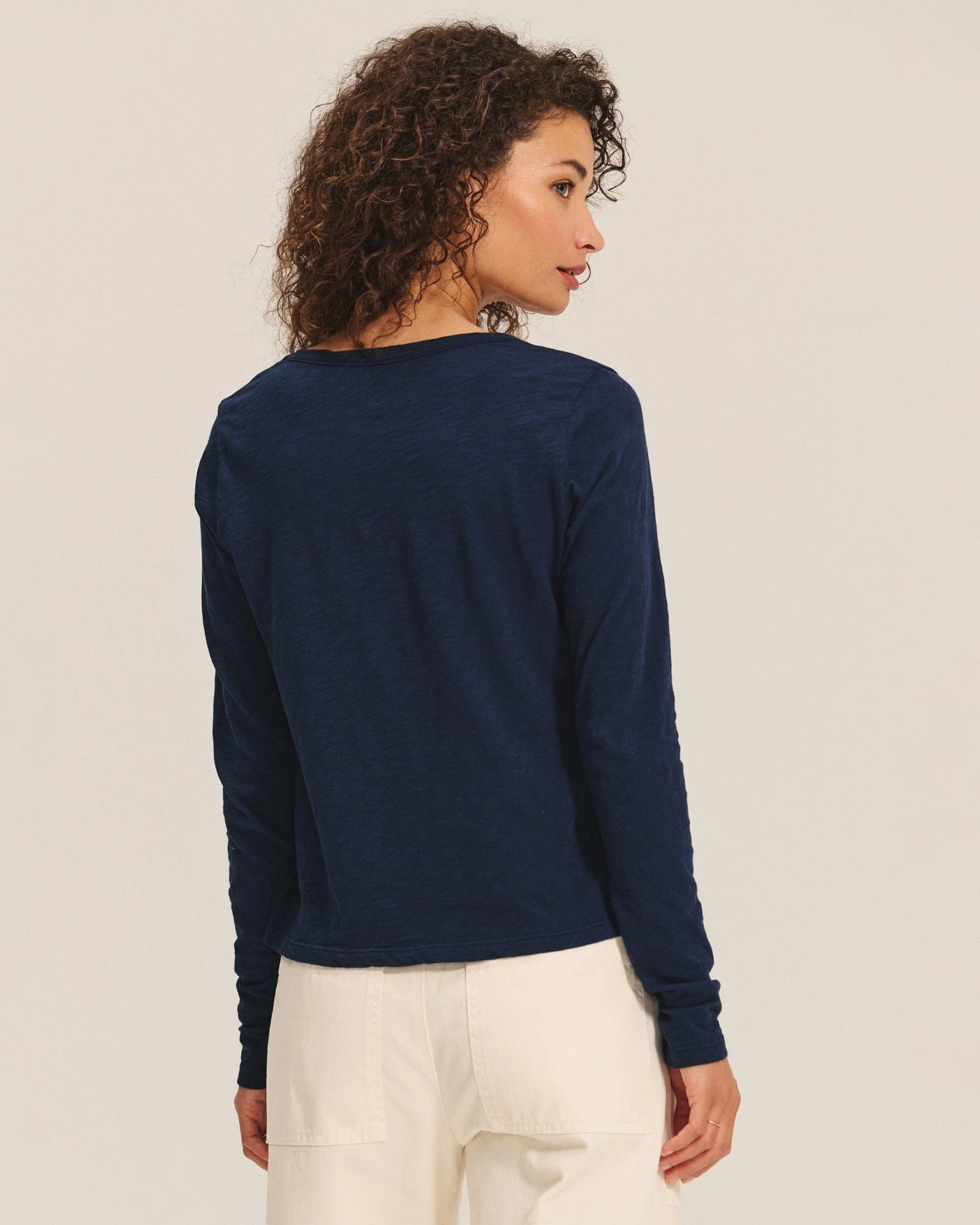 Becky Long Sleeve Scoop Neck Top in Midnight - Image 3