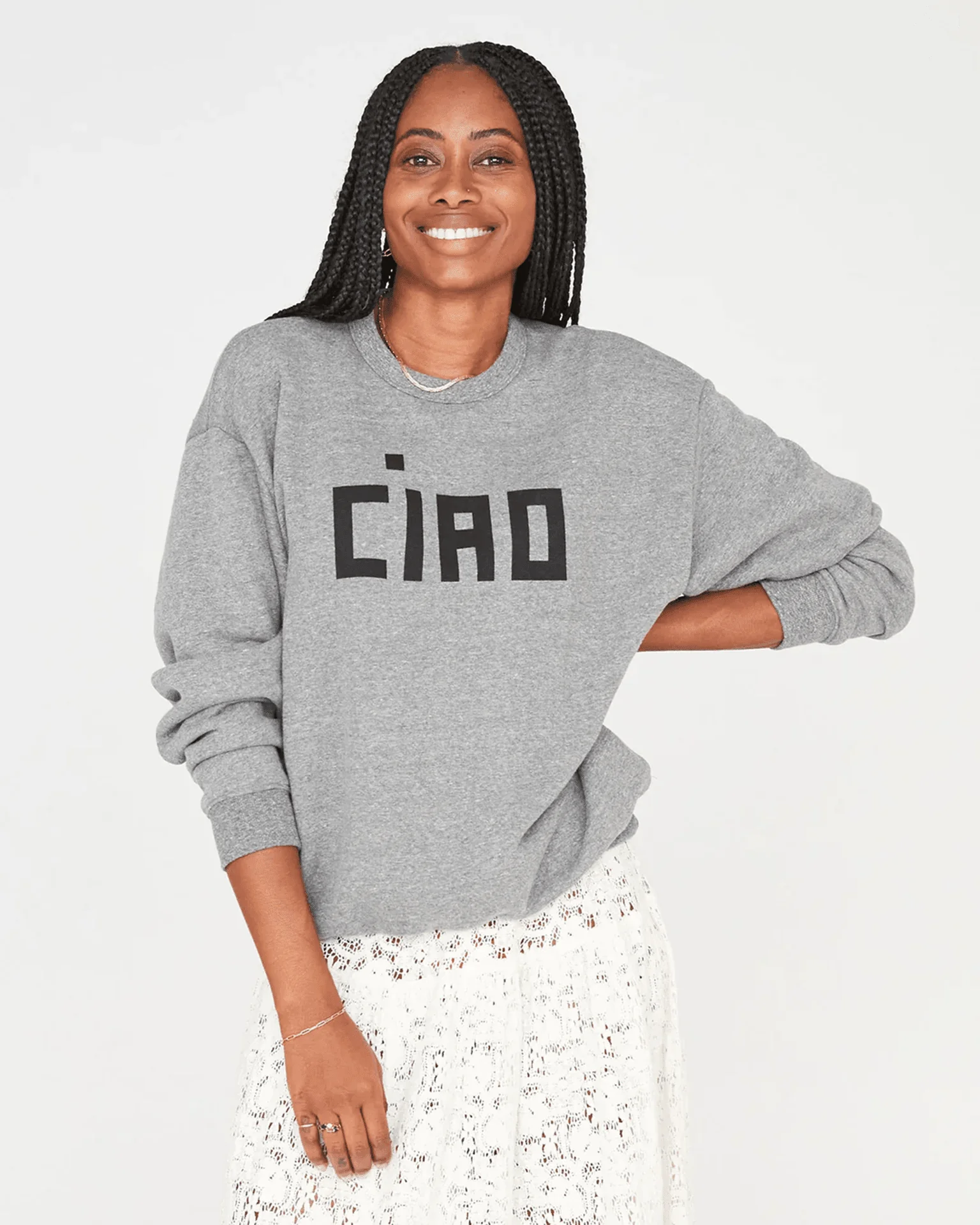 Block Ciao Oversized Sweatshirt in Grey w/ Black - Image 2