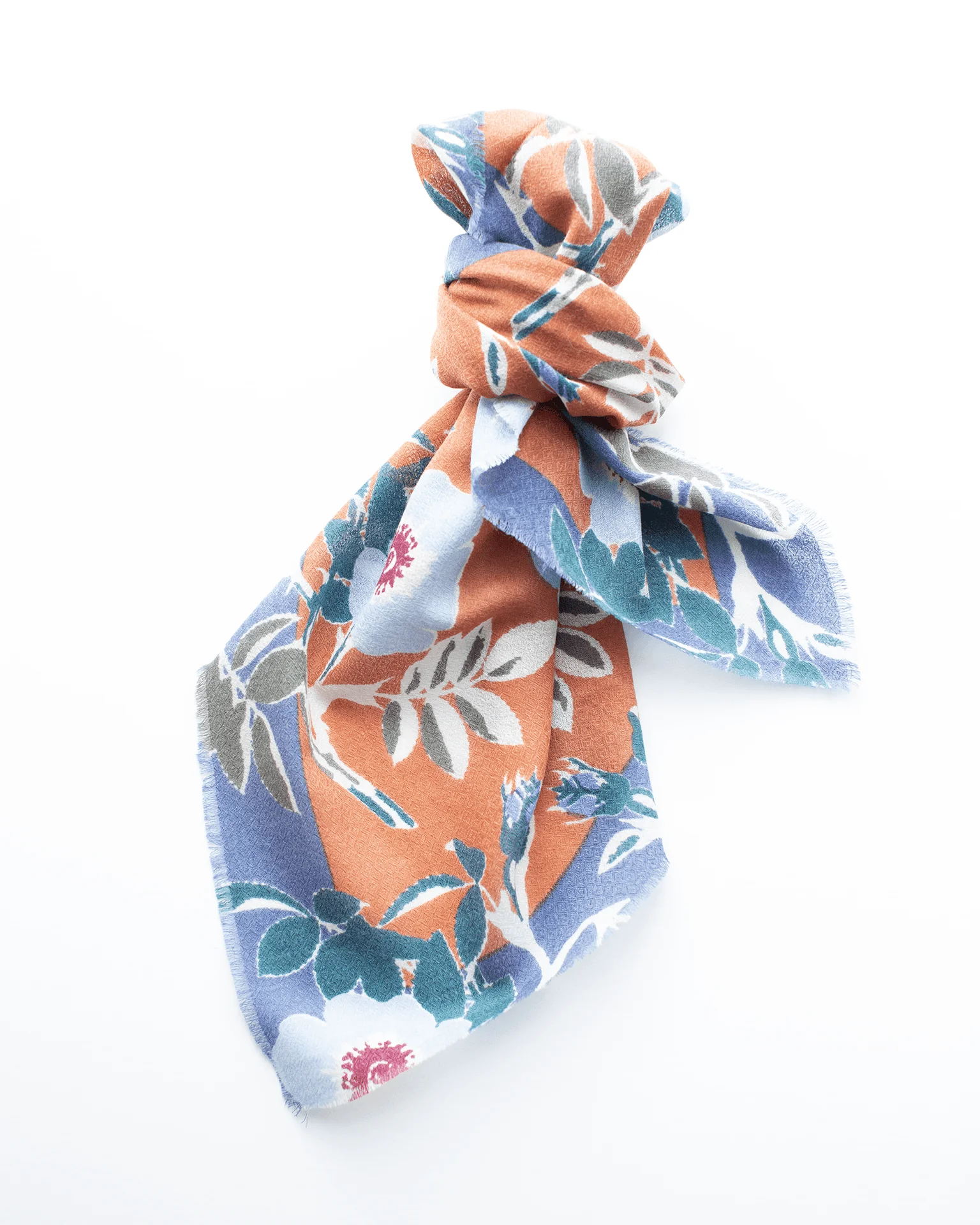 Bold Daisy Wool Silk & Cashmere Bandana in Caramel