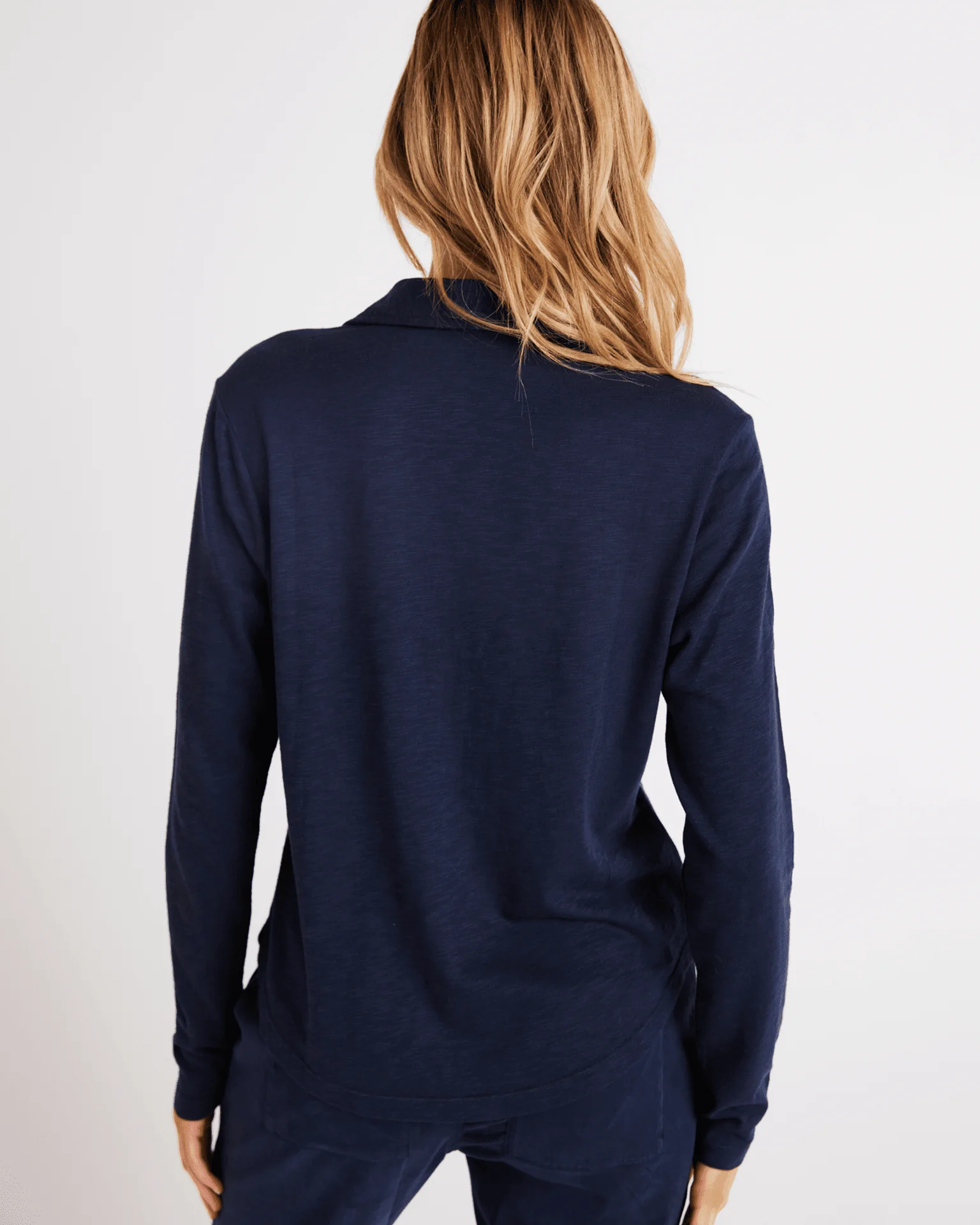 Button Up Knit Top in Endless Sea - Image 3