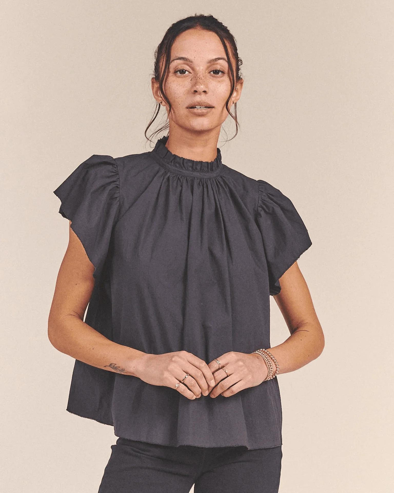 Carla Highneck Shirt in Classic Black - Image 2