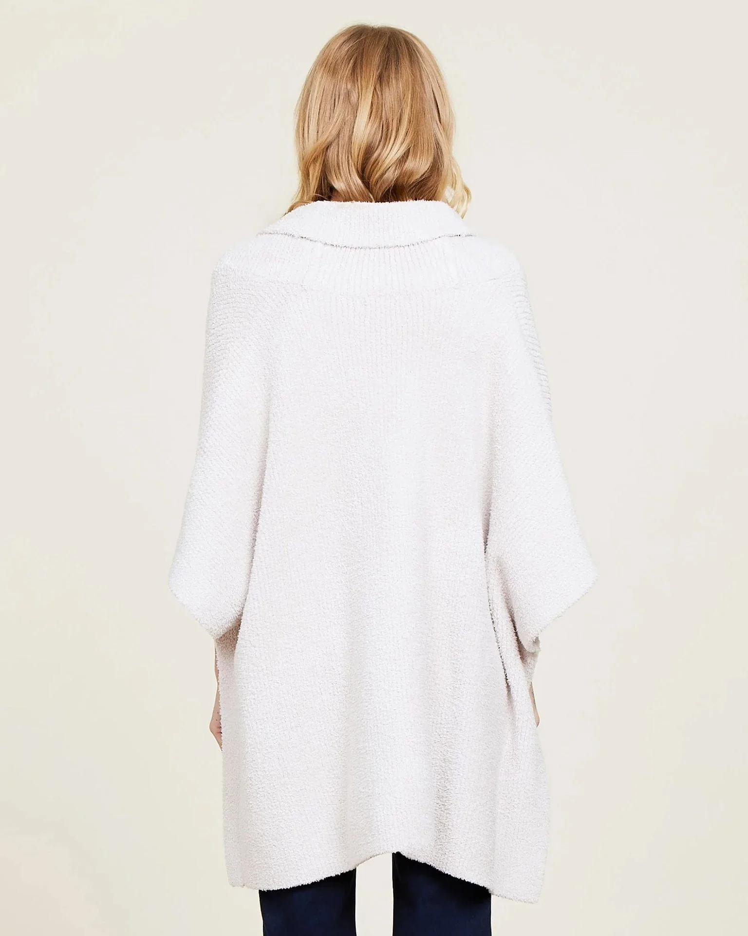 CC Shawl Collar Poncho in Stone - Image 3