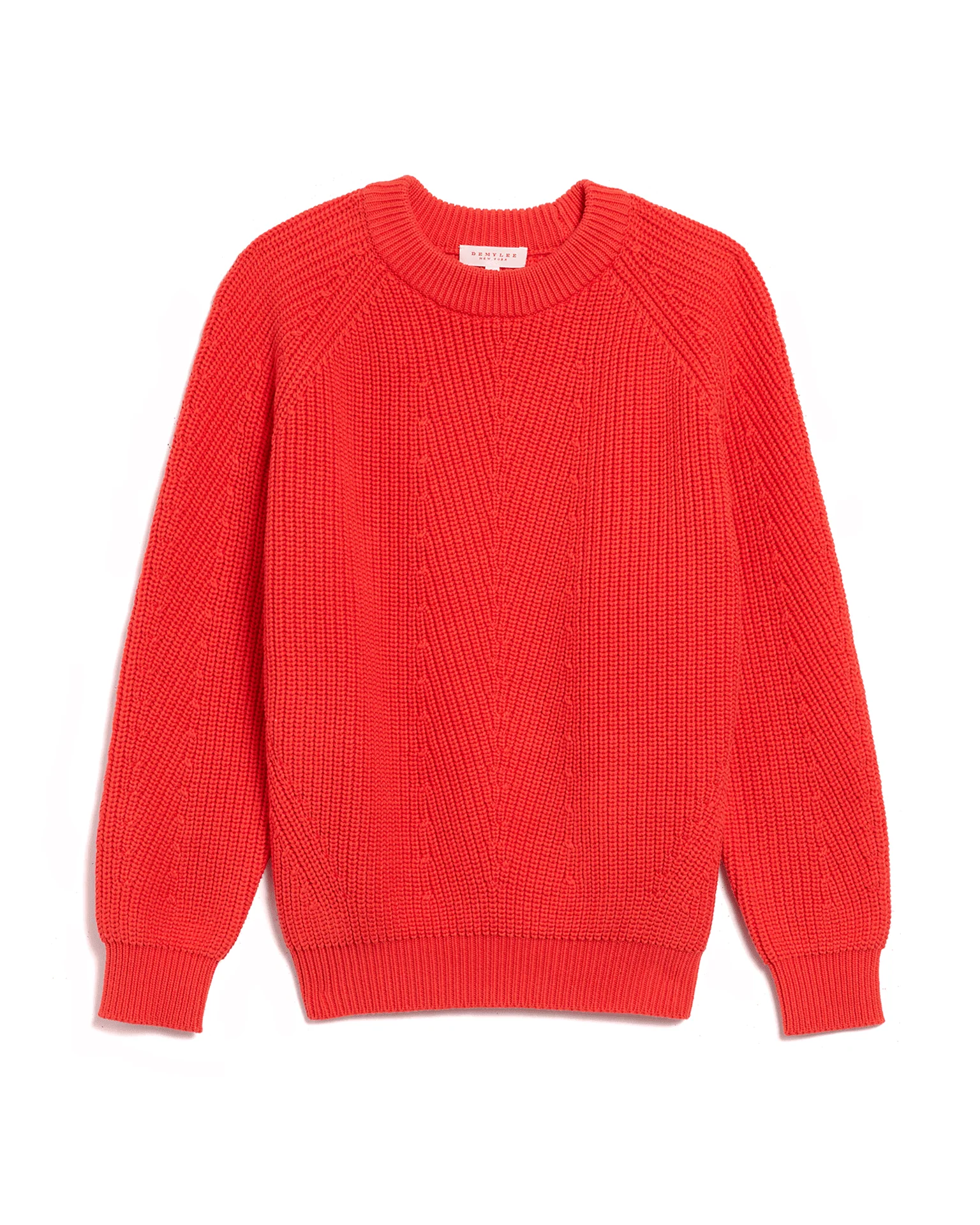 Chelsea Solid Cotton Sweater in Vermillion - Image 2