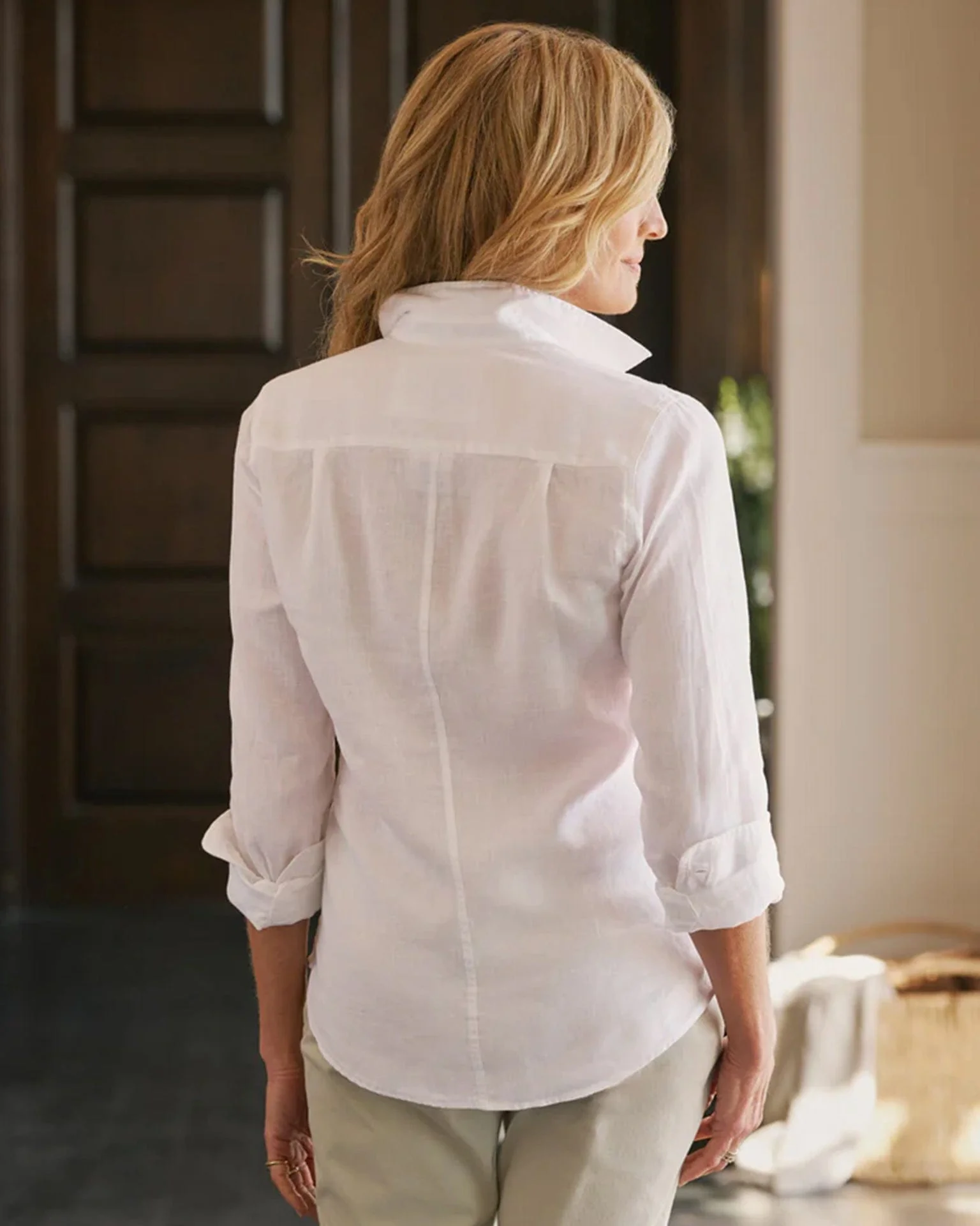 Barry Button Down in White Linen - Image 3