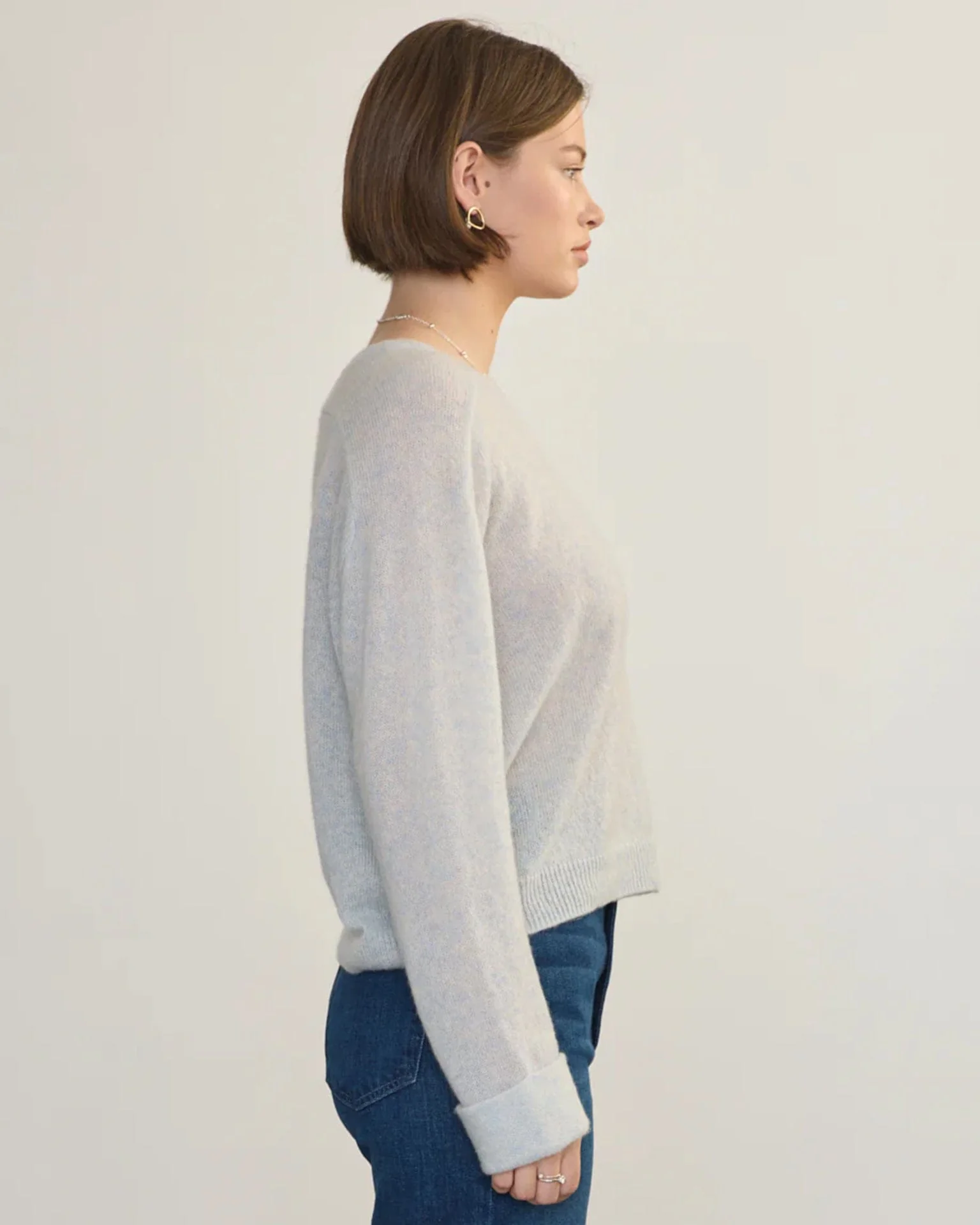 Crew Neck Roll Sleeve Pullover in Arctic - Image 2