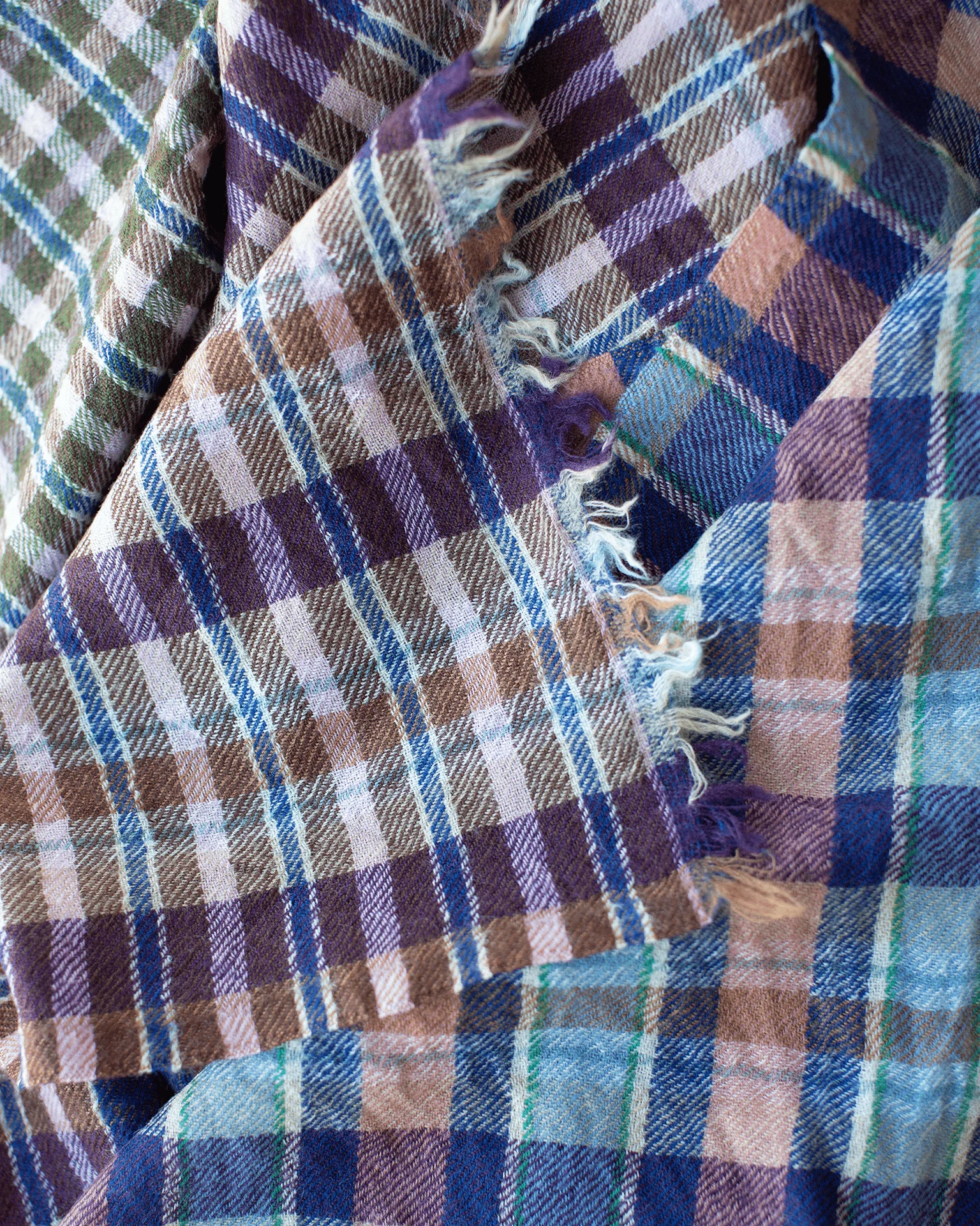 Cross Plaid Wool Bandana in Forest - Image 2