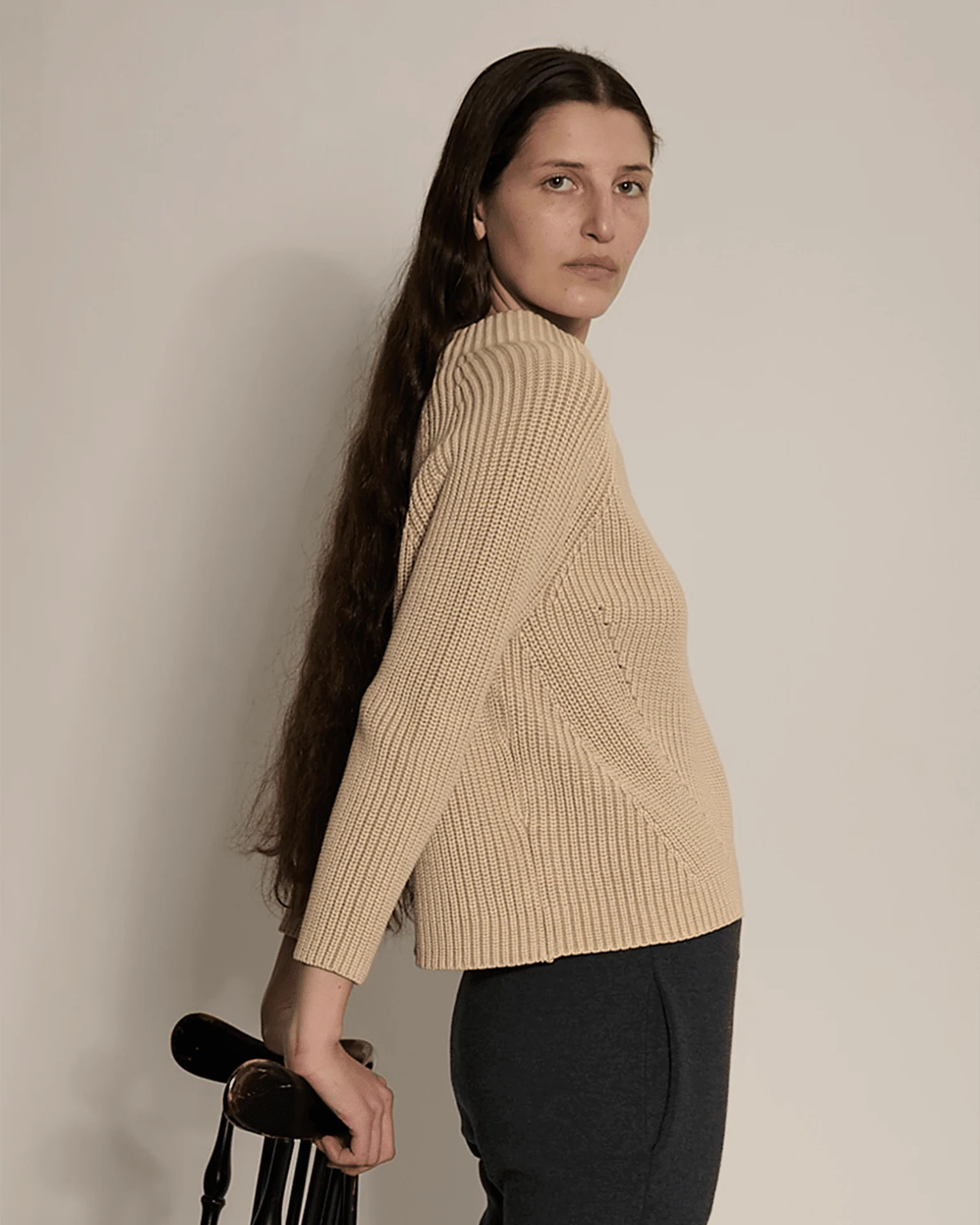 Daphne Washed Cotton Sweater in Sandstone - Image 2
