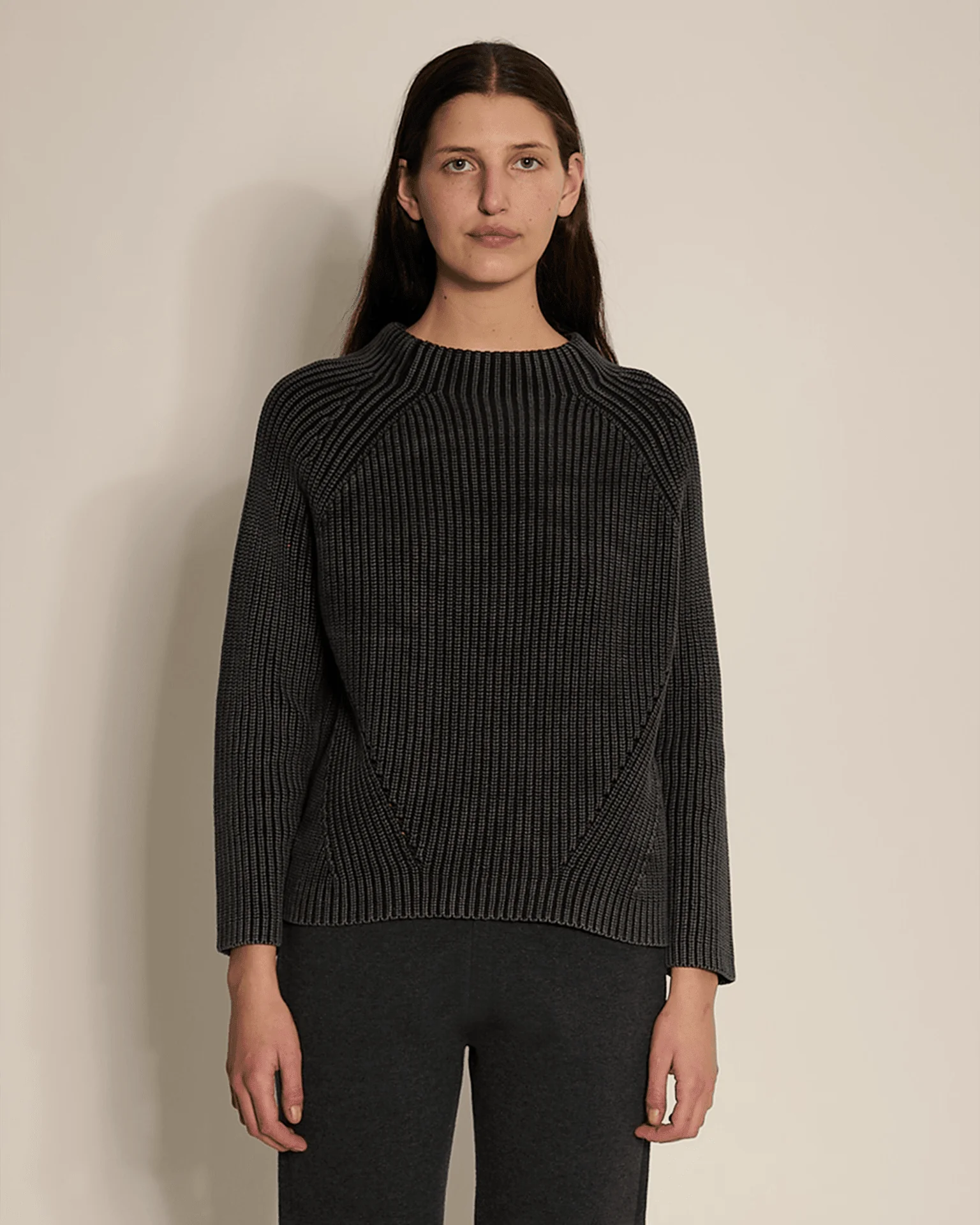 Daphne Washed Cotton Sweater in Black
