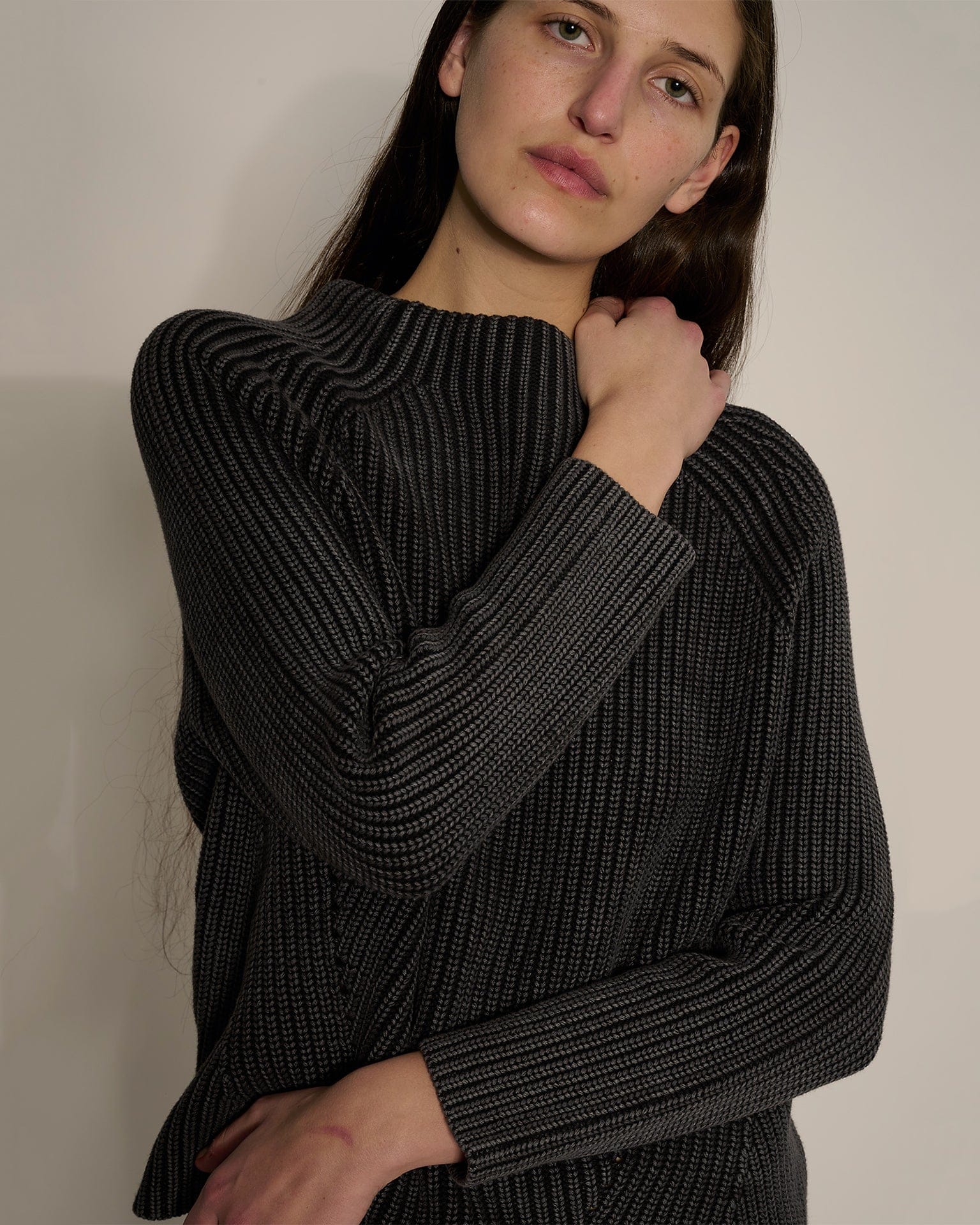 Daphne Washed Cotton Sweater in Black - Image 2