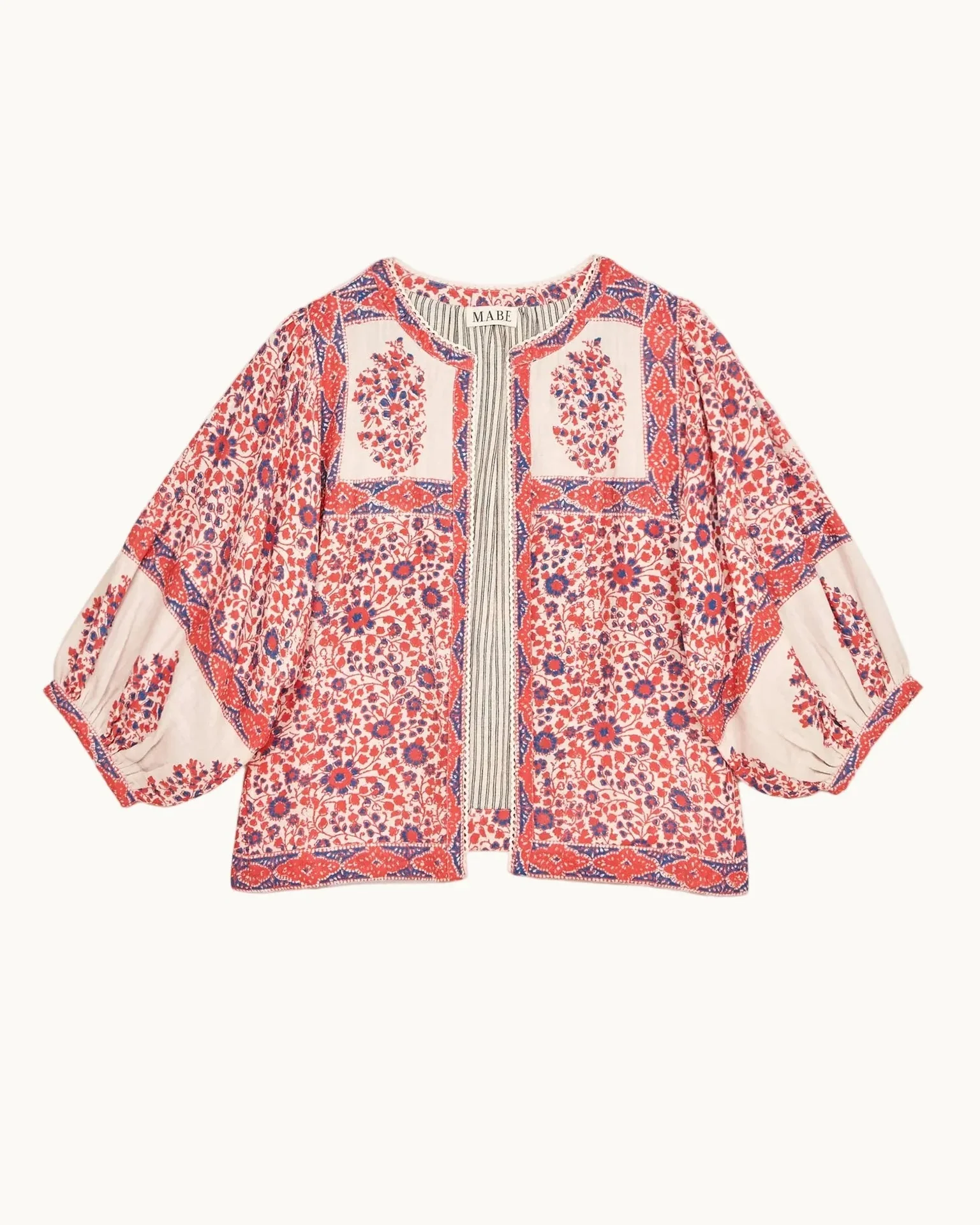 Della Print Jkt in Red/Navy - Image 3