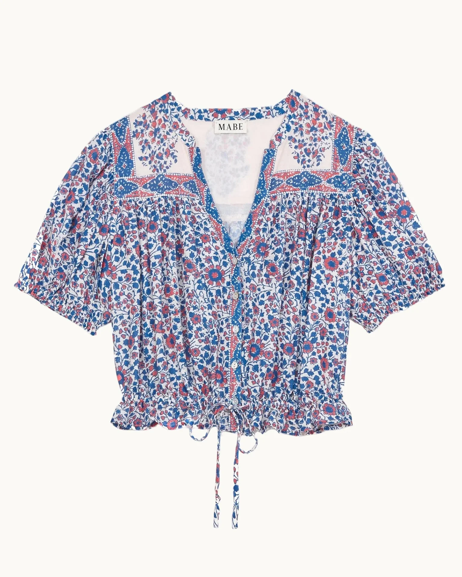 Della Print S/S Top in Blue/Pink - Image 4