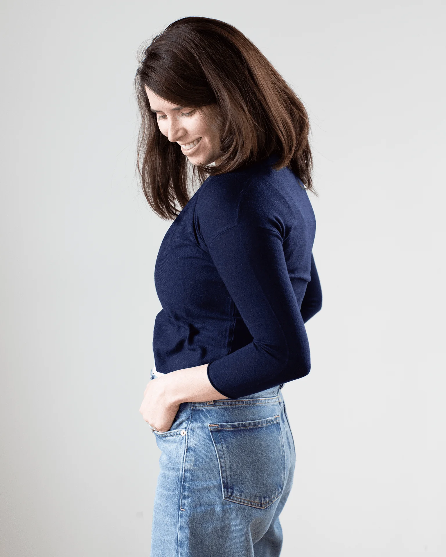 Easy Crop Cardi in Peacoat - Image 2