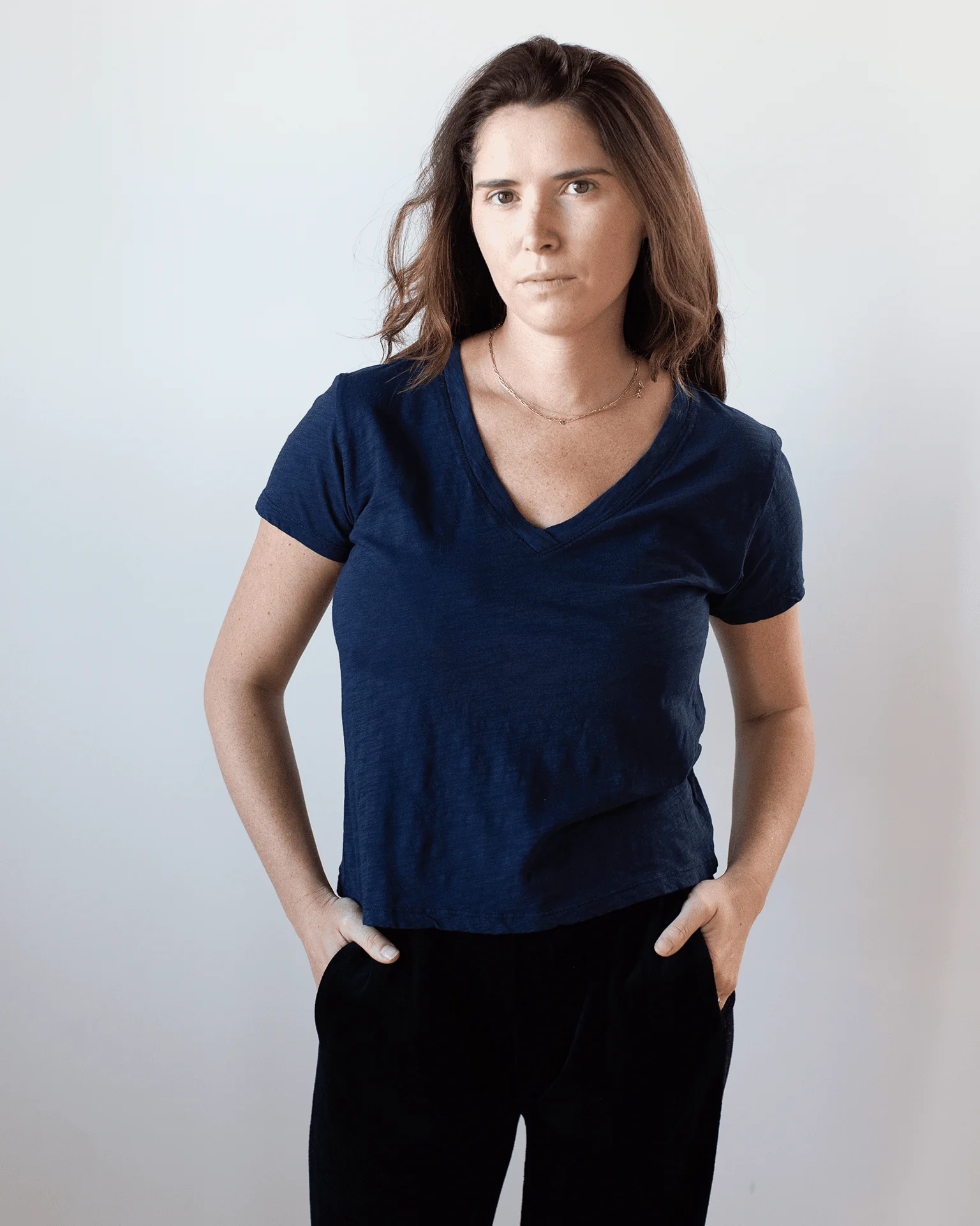 Eli V Neck Top in Midnight