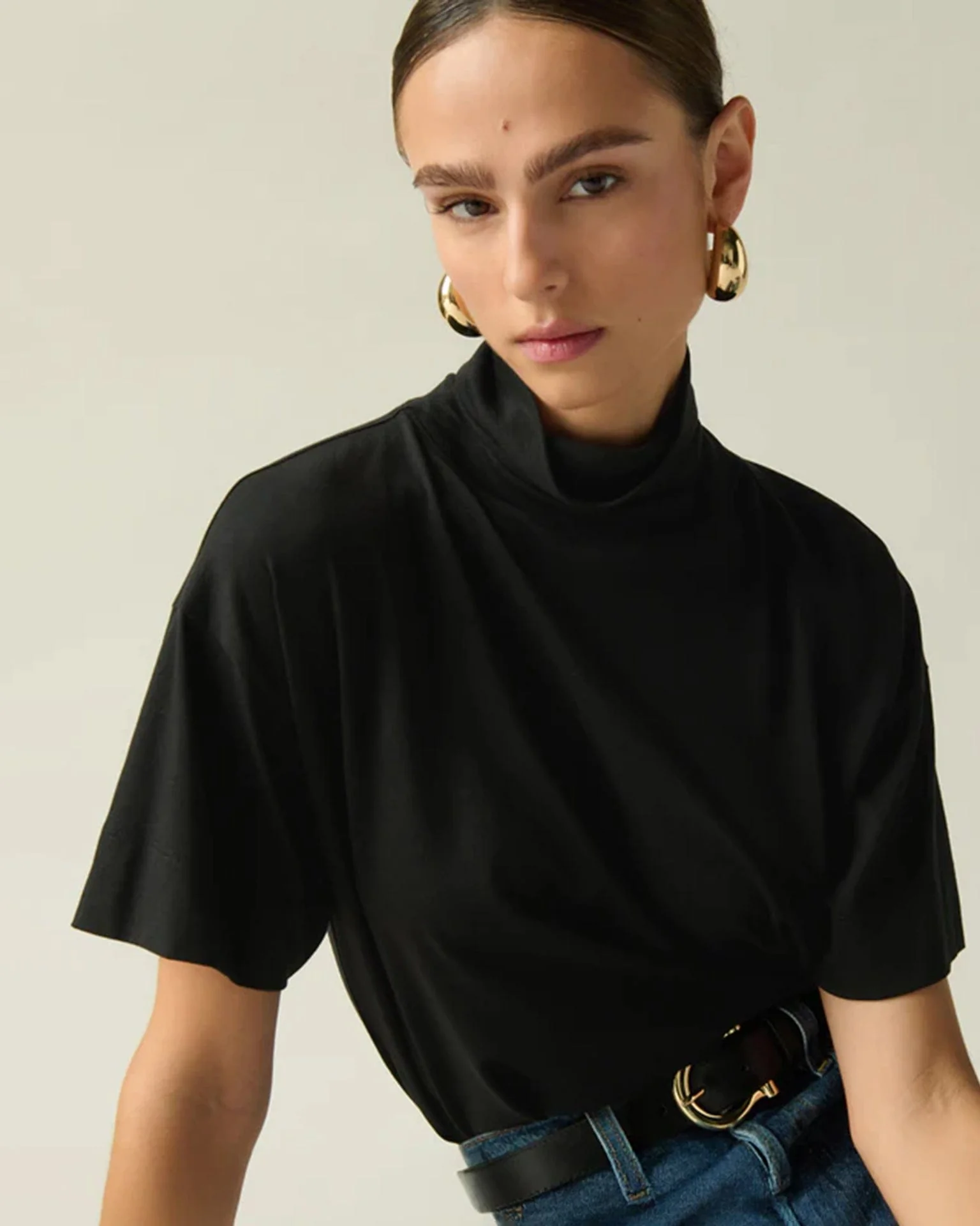 Fable Turtleneck Tee in Jet Black