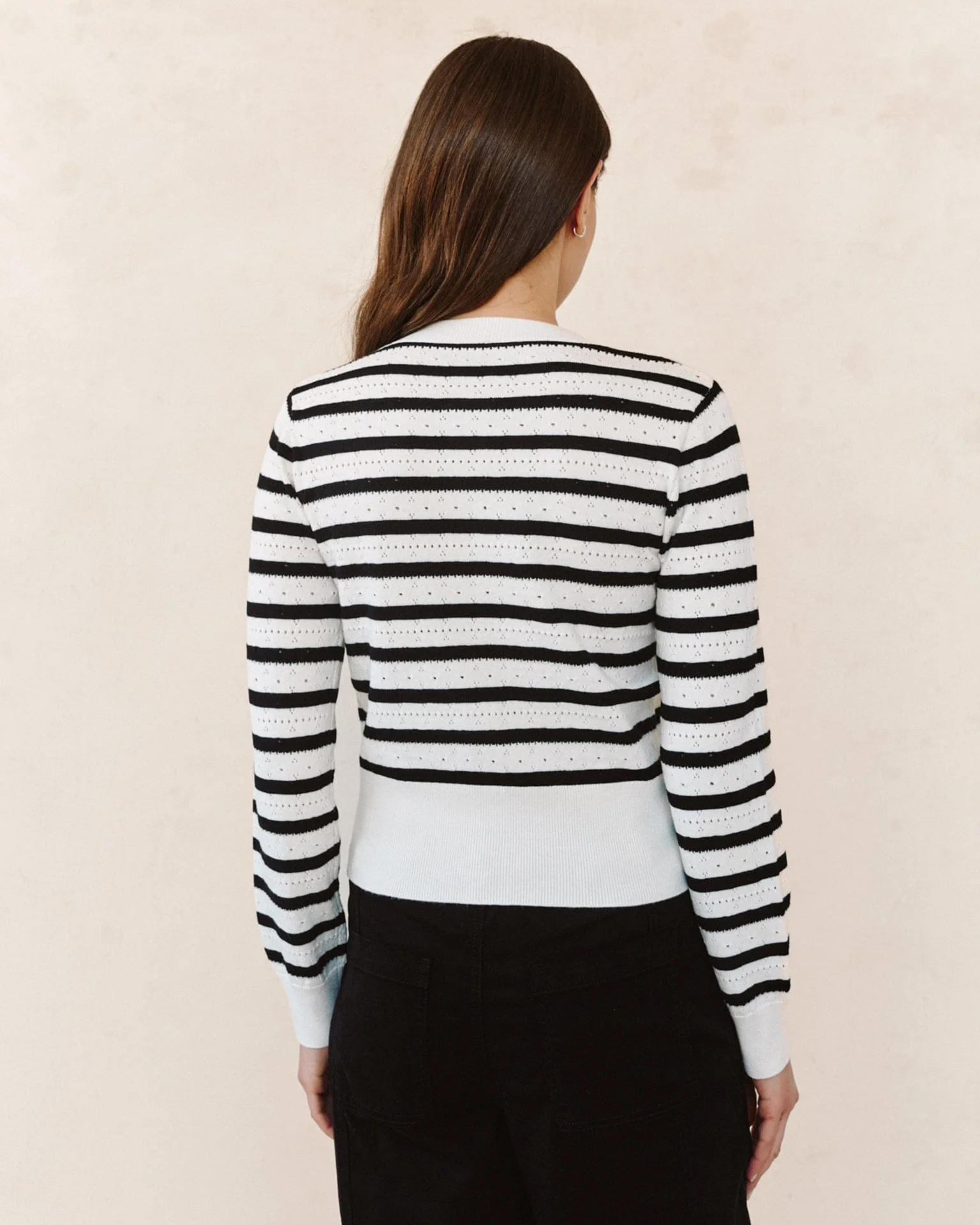 Fitted Cardigan in Cheri Stripe - Image 4