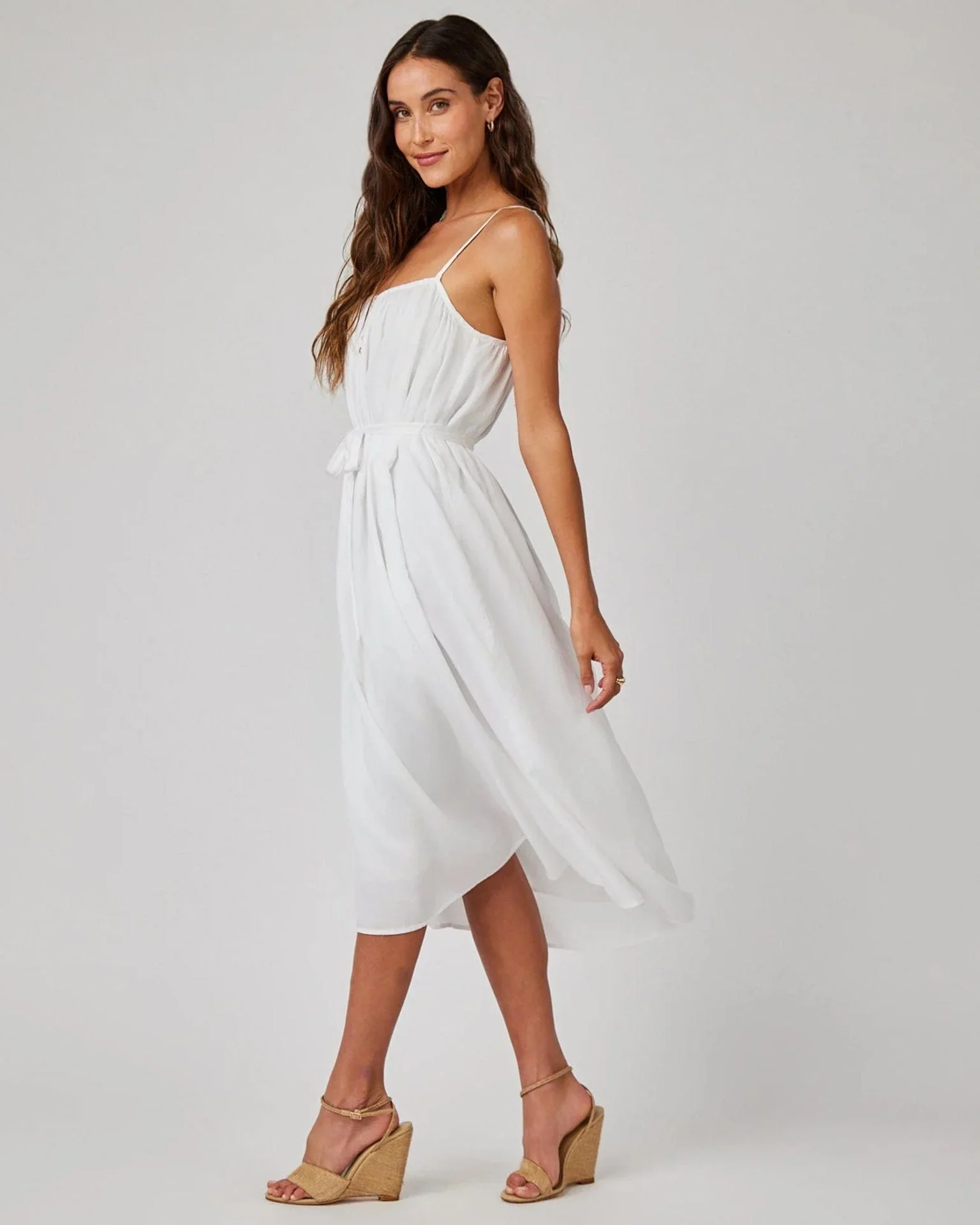 Flowy Cami Maxi Dress in White - Image 3
