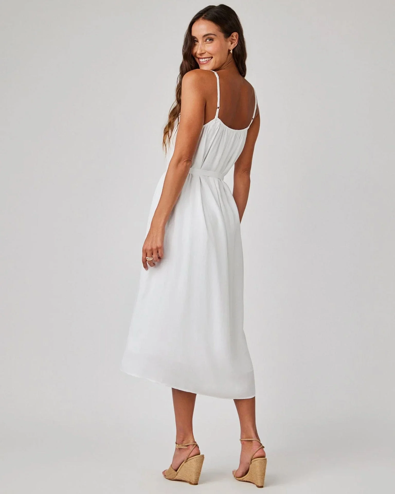 Flowy Cami Maxi Dress in White - Image 4