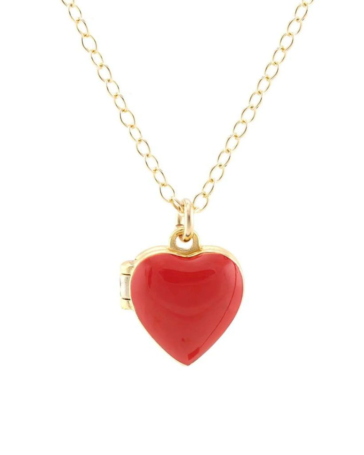 Heart Enamel Locket in Red
