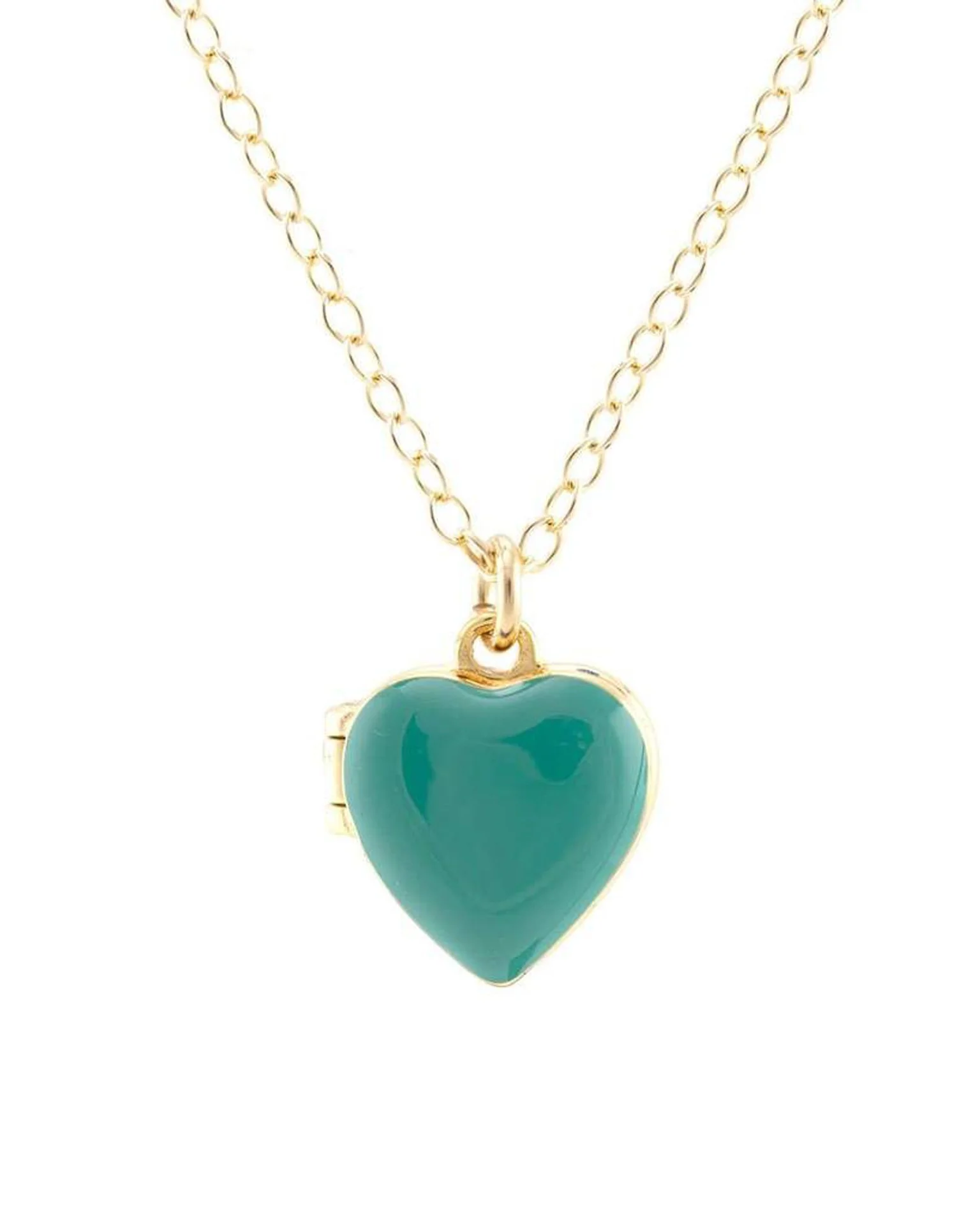 Heart Enamel Locket in Turquoise