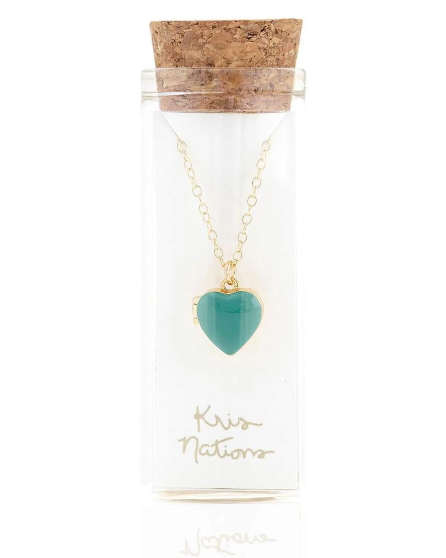 Heart Enamel Locket in Turquoise - Image 2