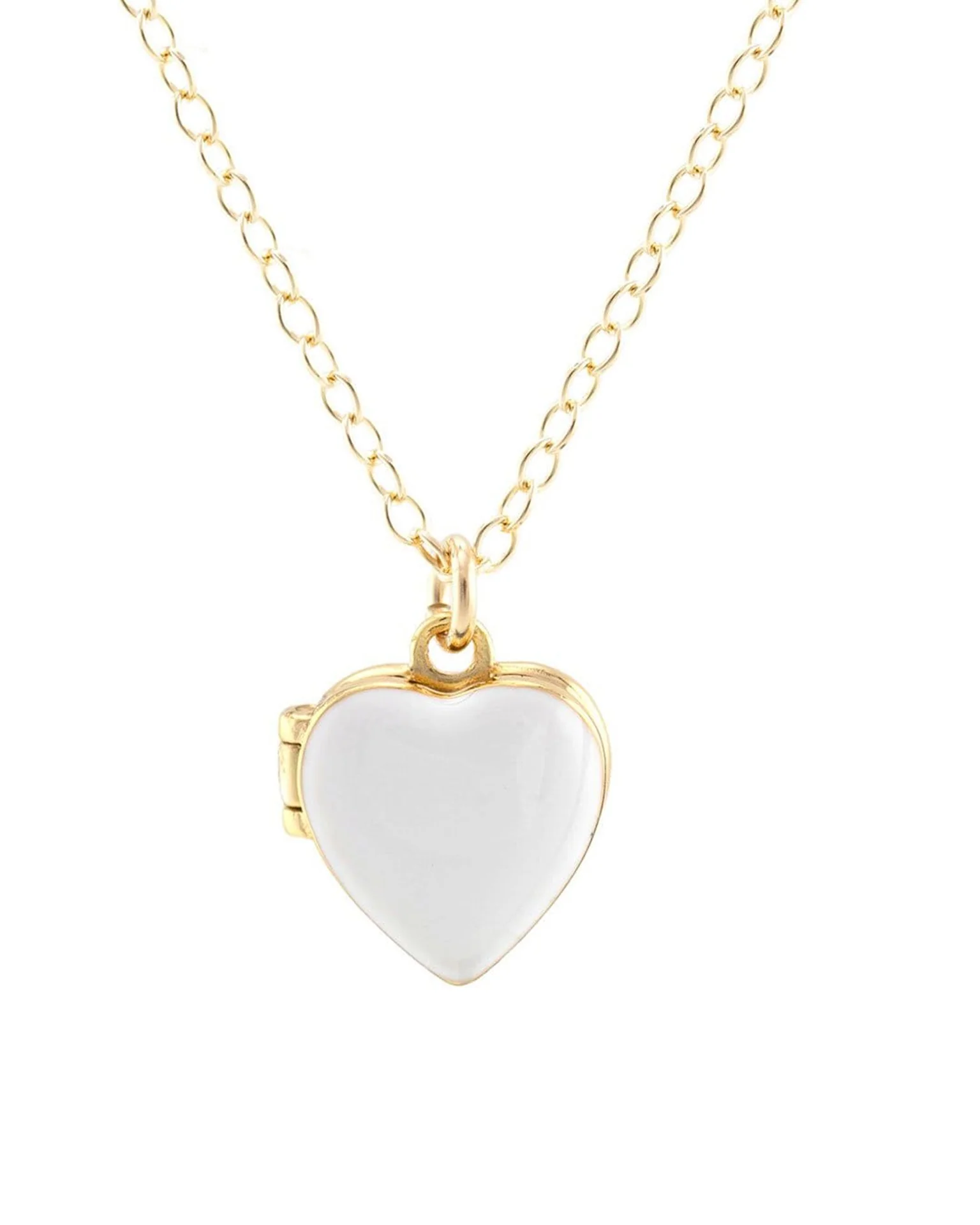 Heart Enamel Locket in White
