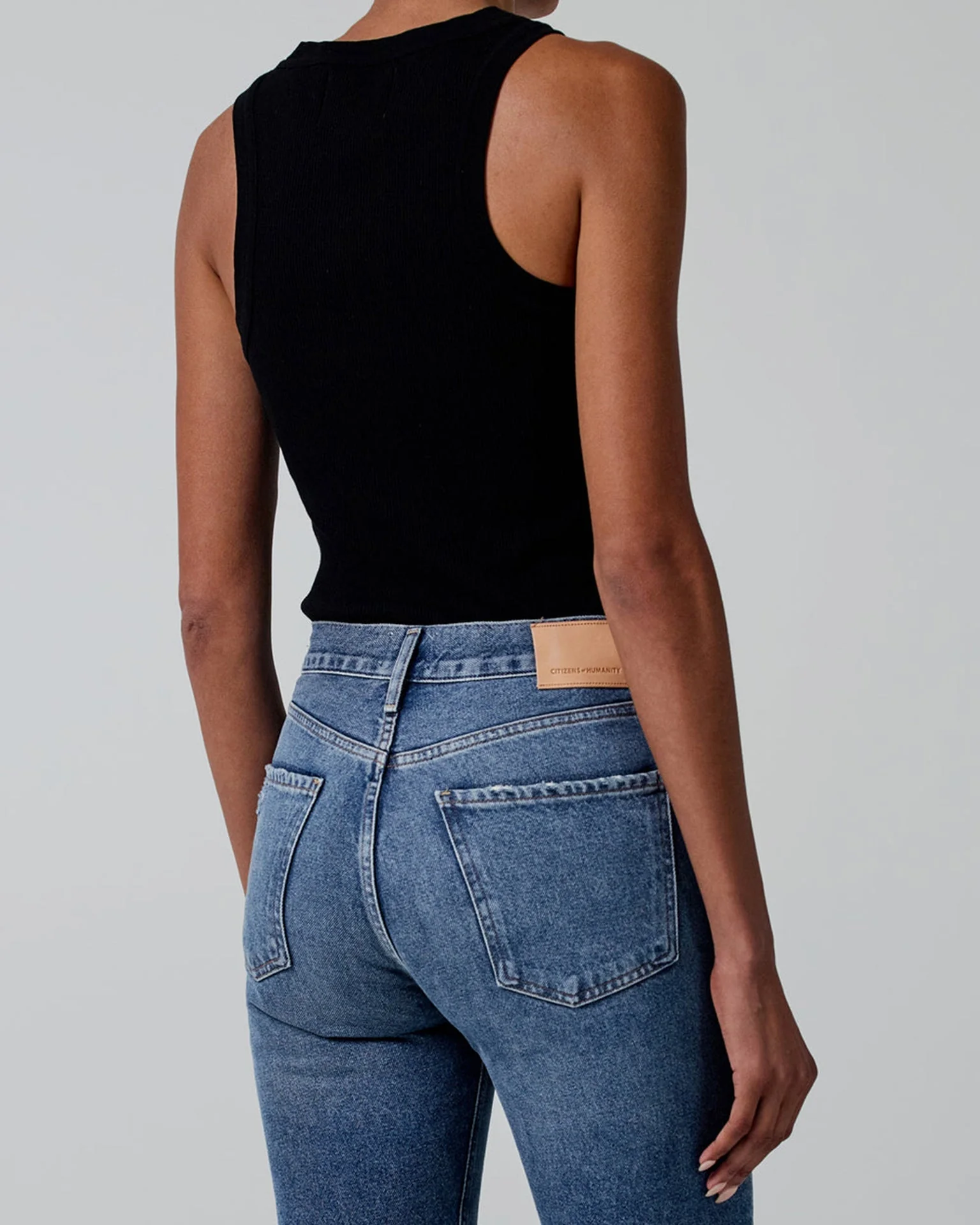Isabel Rib Tank in Black - Image 3