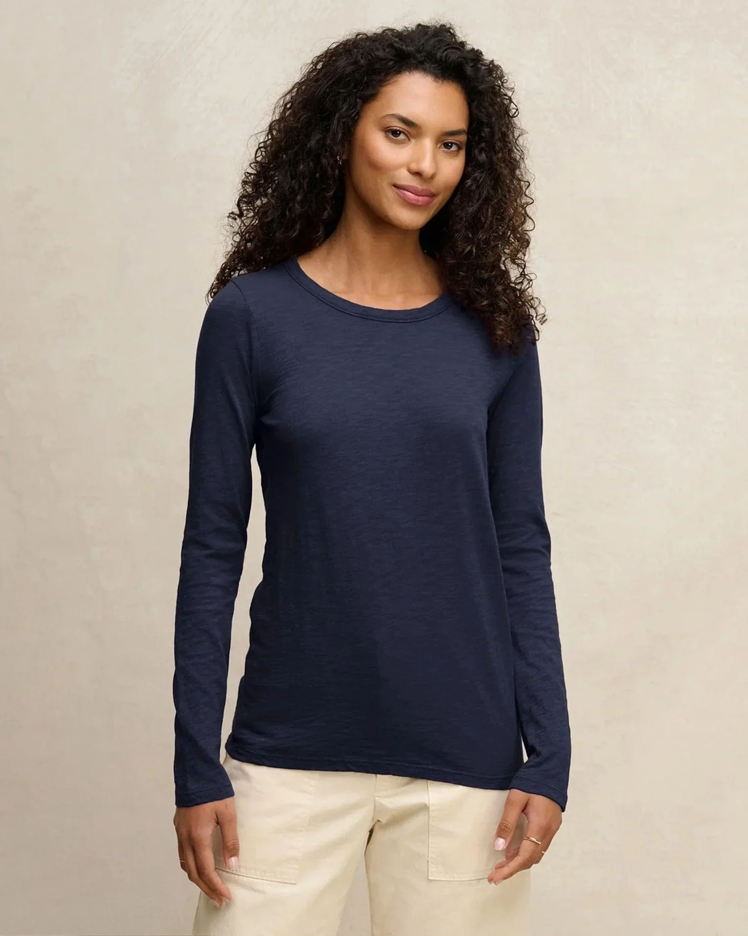 Lizzie Long Sleeve Crew Neck Top in Midnight