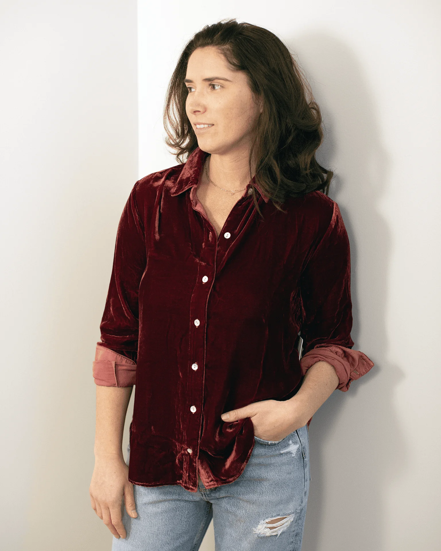 Long Sleeve Classic Shirt in Autumn Rose