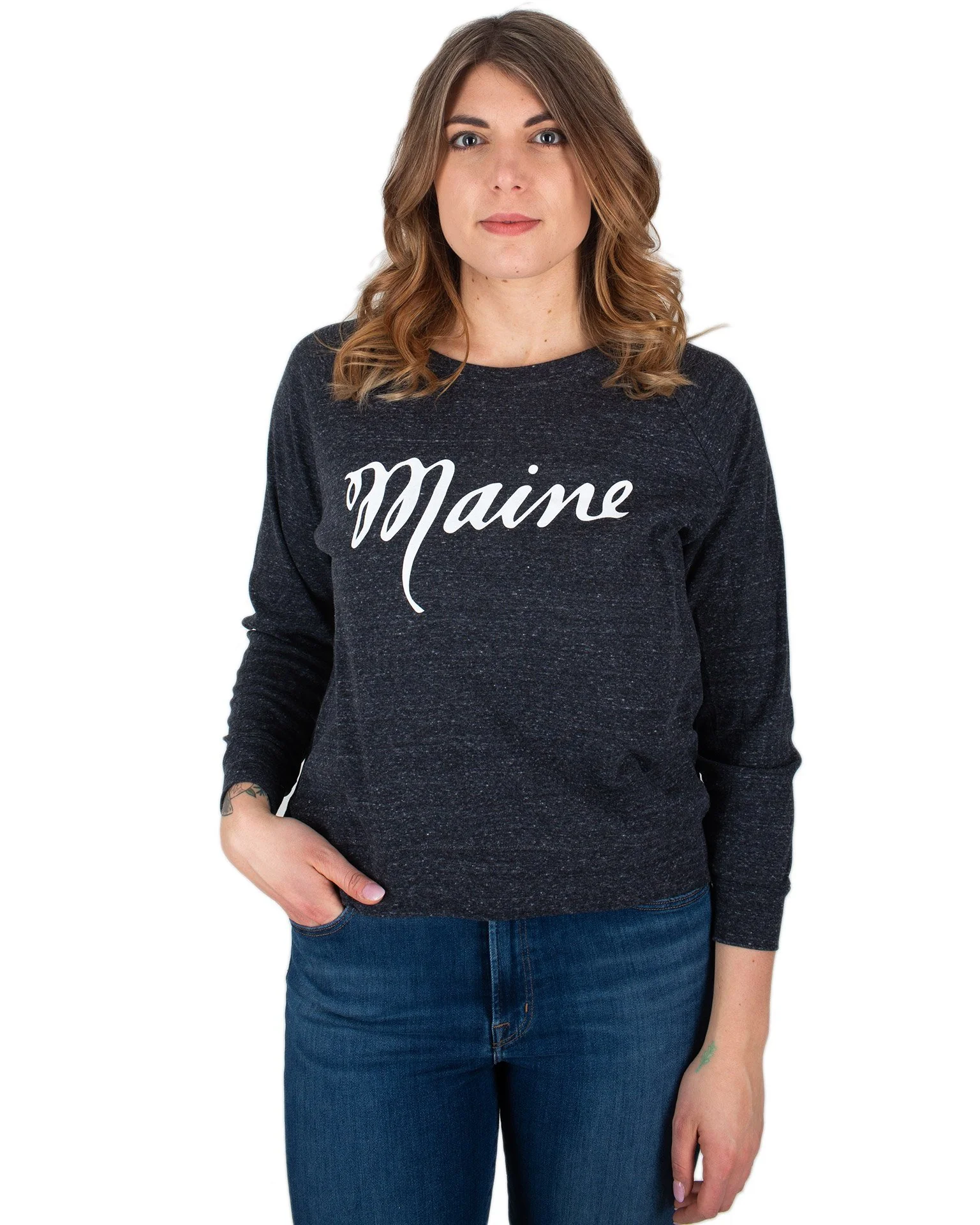 Script Maine Raglan Pullover in Dark Gray