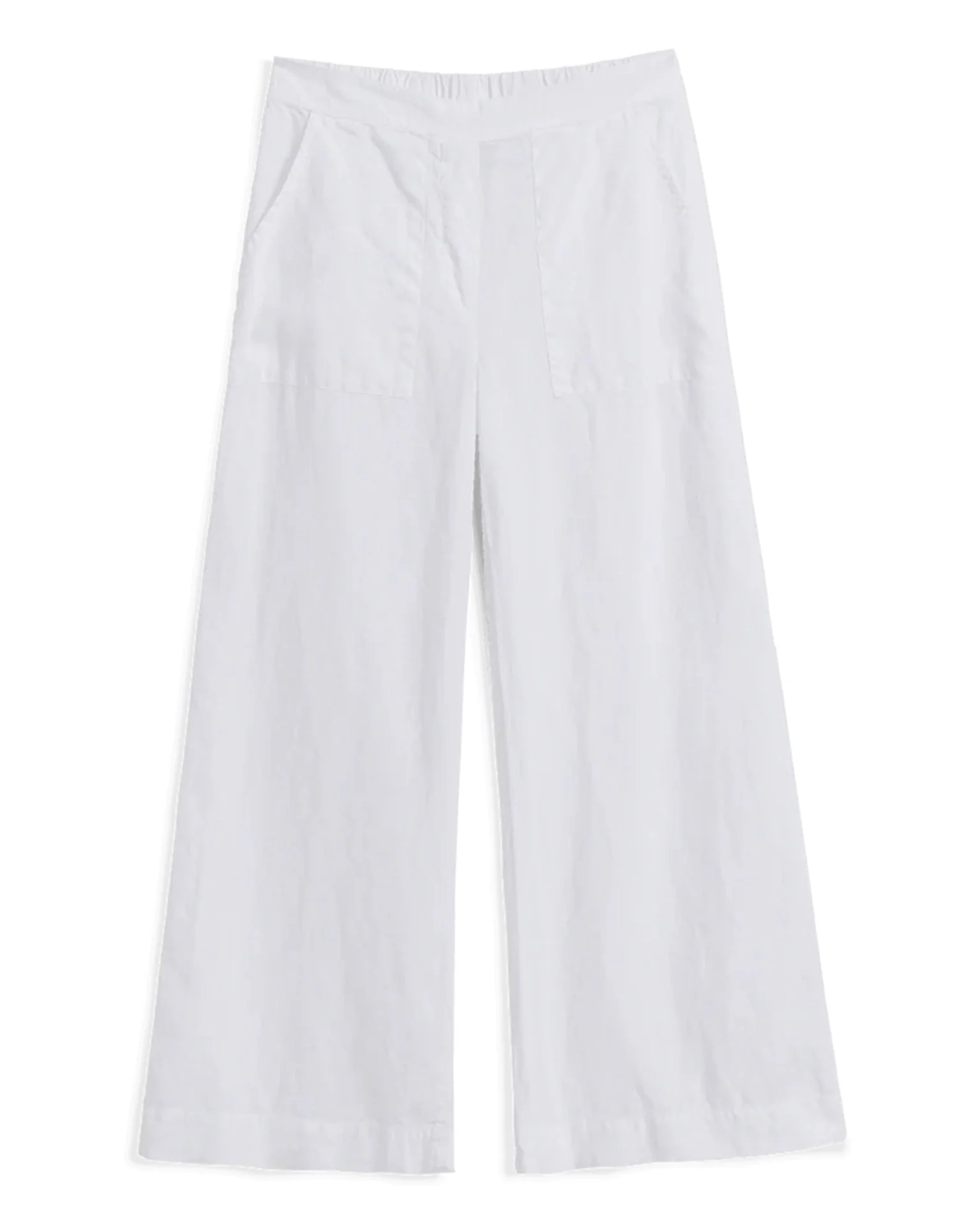 Madeline Patch Pocket Pull on Washed Linen Pant in White - Image 5