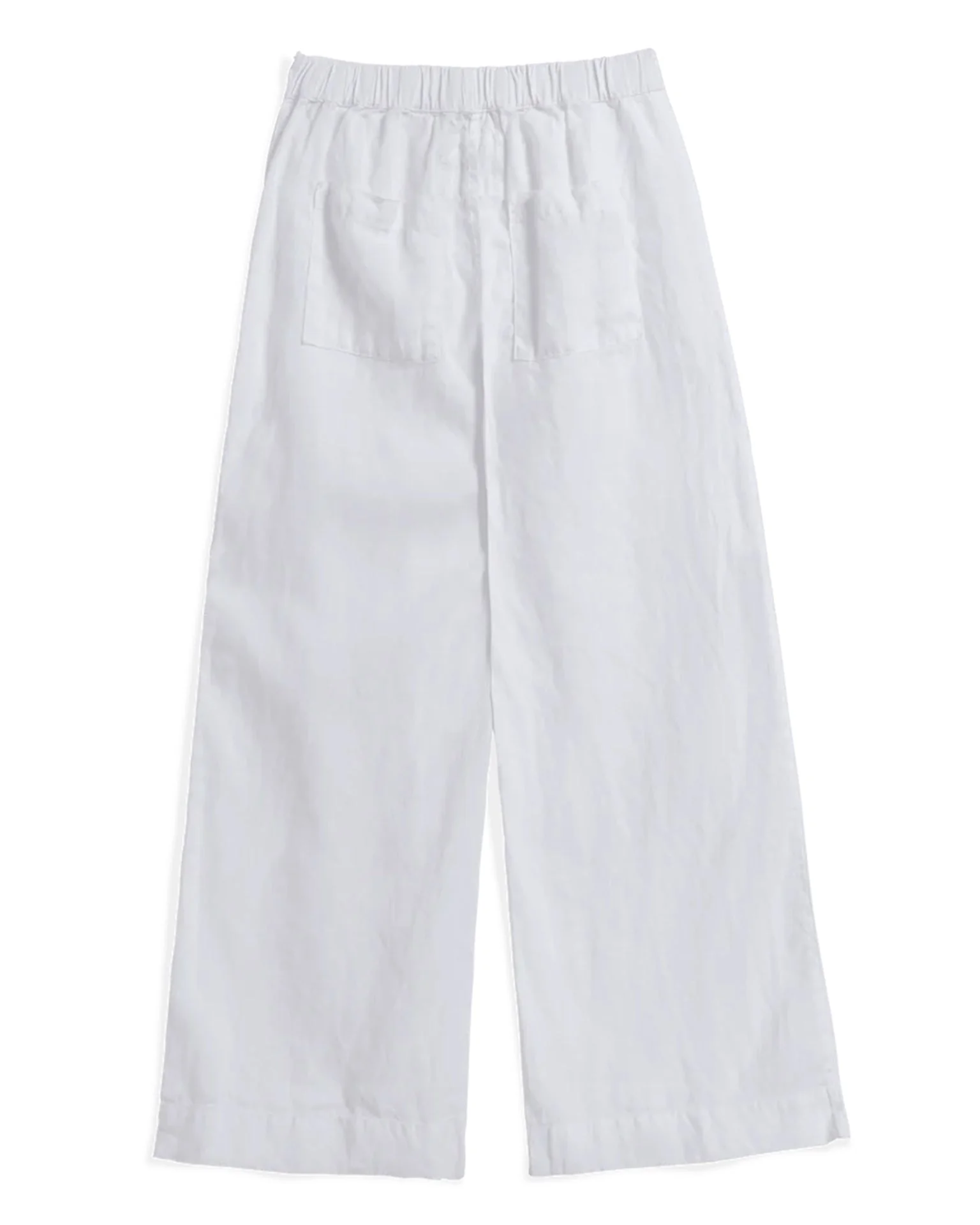 Madeline Patch Pocket Pull on Washed Linen Pant in White - Image 6