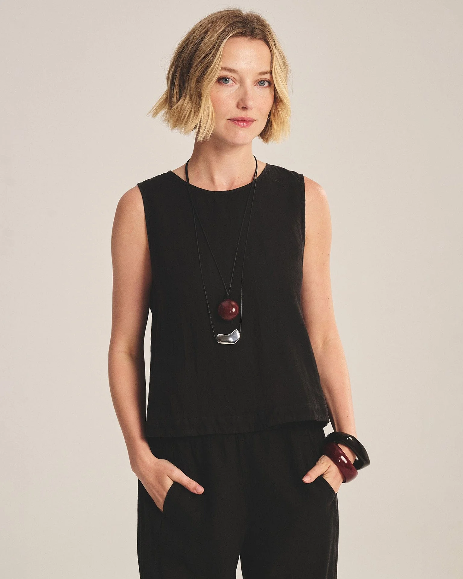 Maxine Sleeveless Top in Black