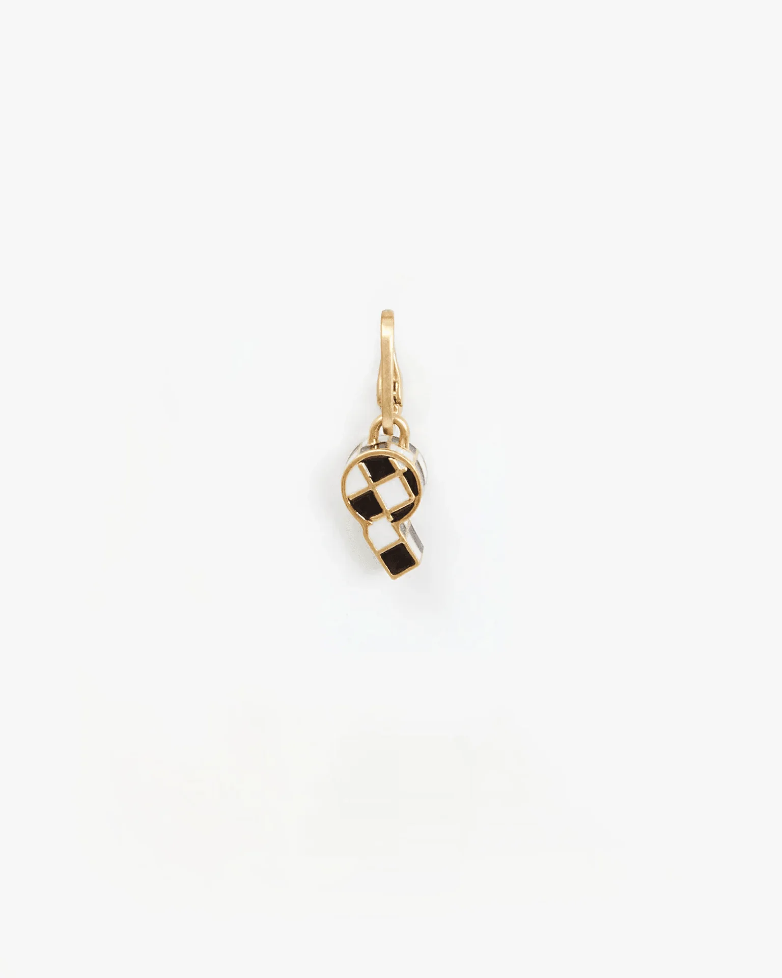 Mini Checker Whistle Charm in Black/Cream/Vintage Gold