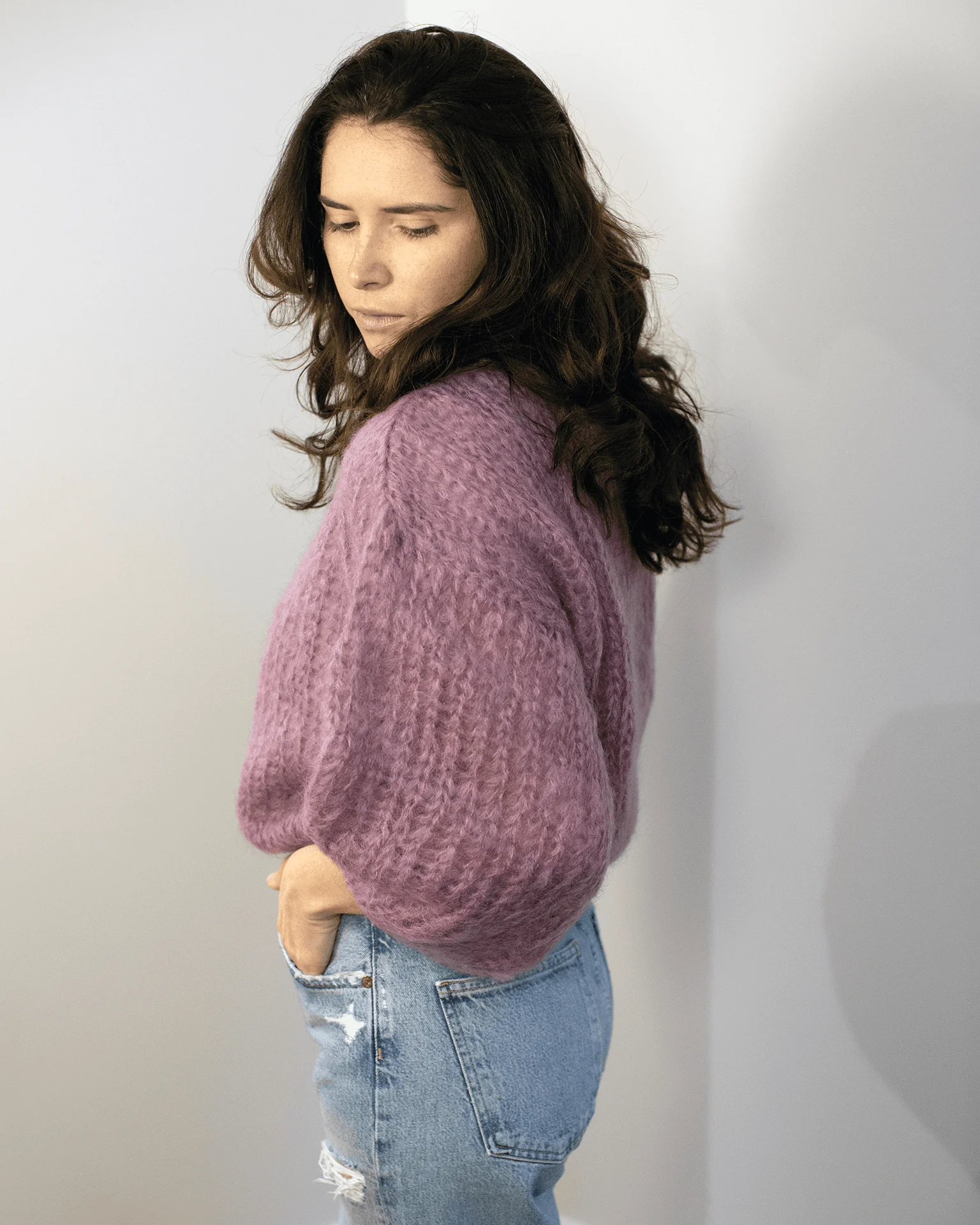 Mohair Big Sweater in Mauve - Image 2