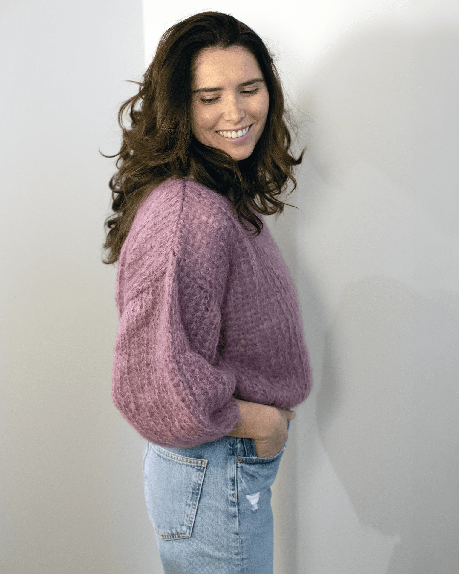 Mohair Big Sweater in Mauve - Image 4