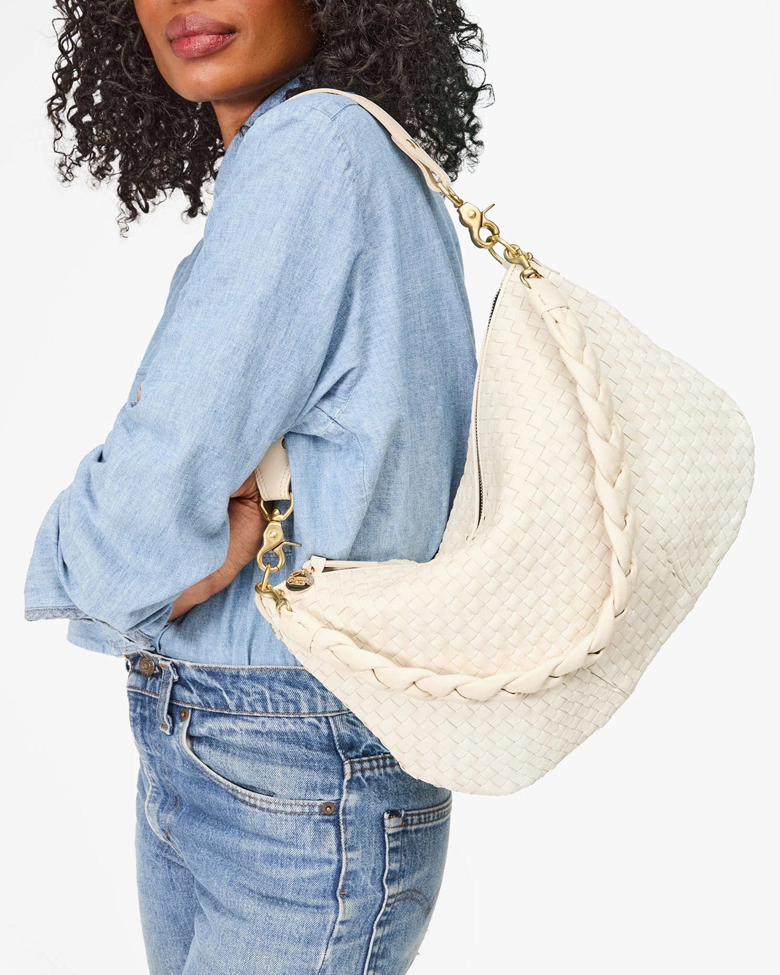 Moyen Messenger in Cream Woven Checker - Image 3