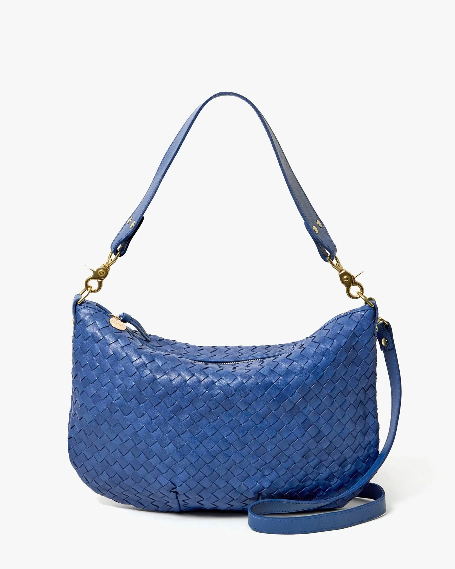 Moyen Messenger - Medium Woven Diagonal in French Blue