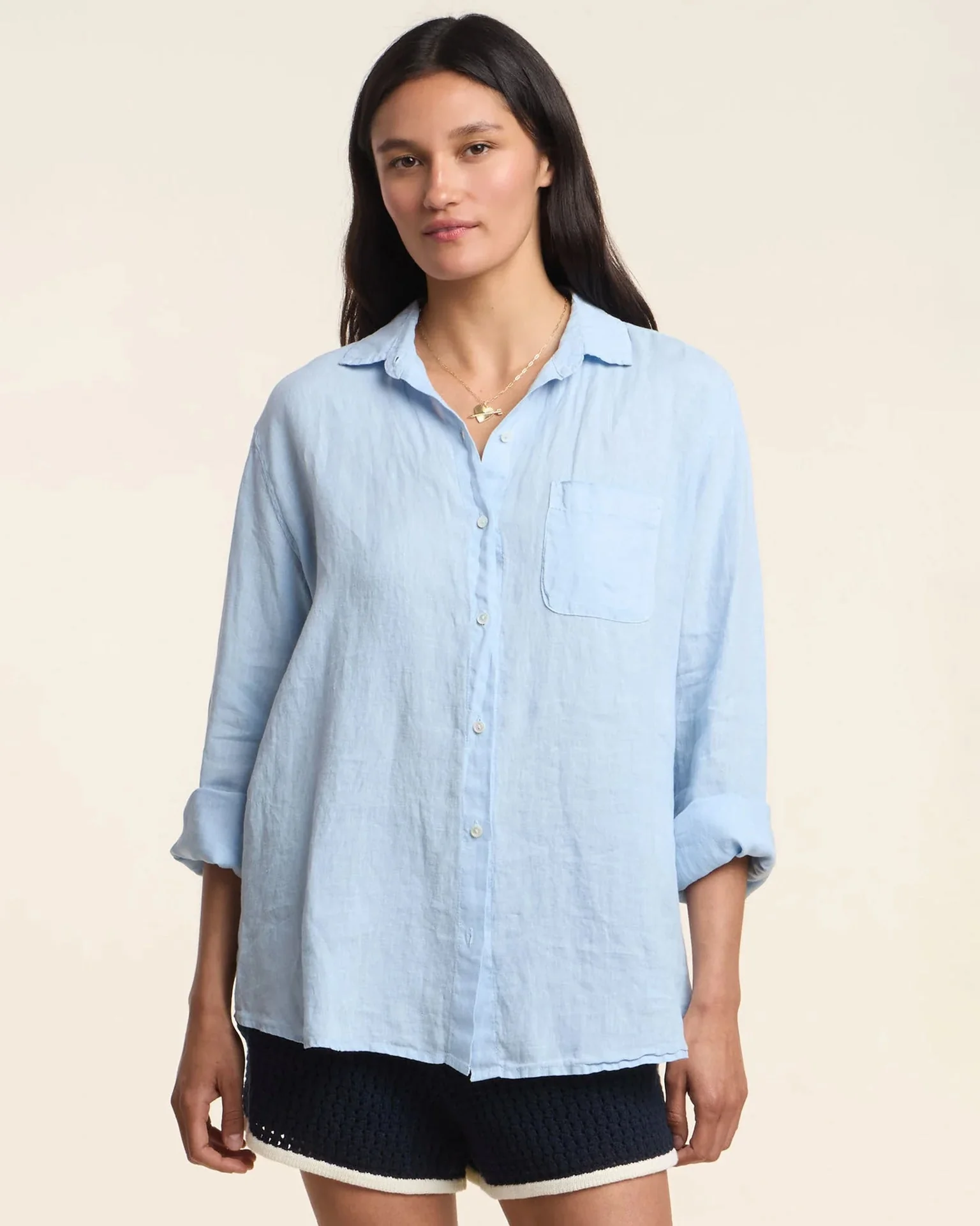 Mulholland Button Up Top In Billow