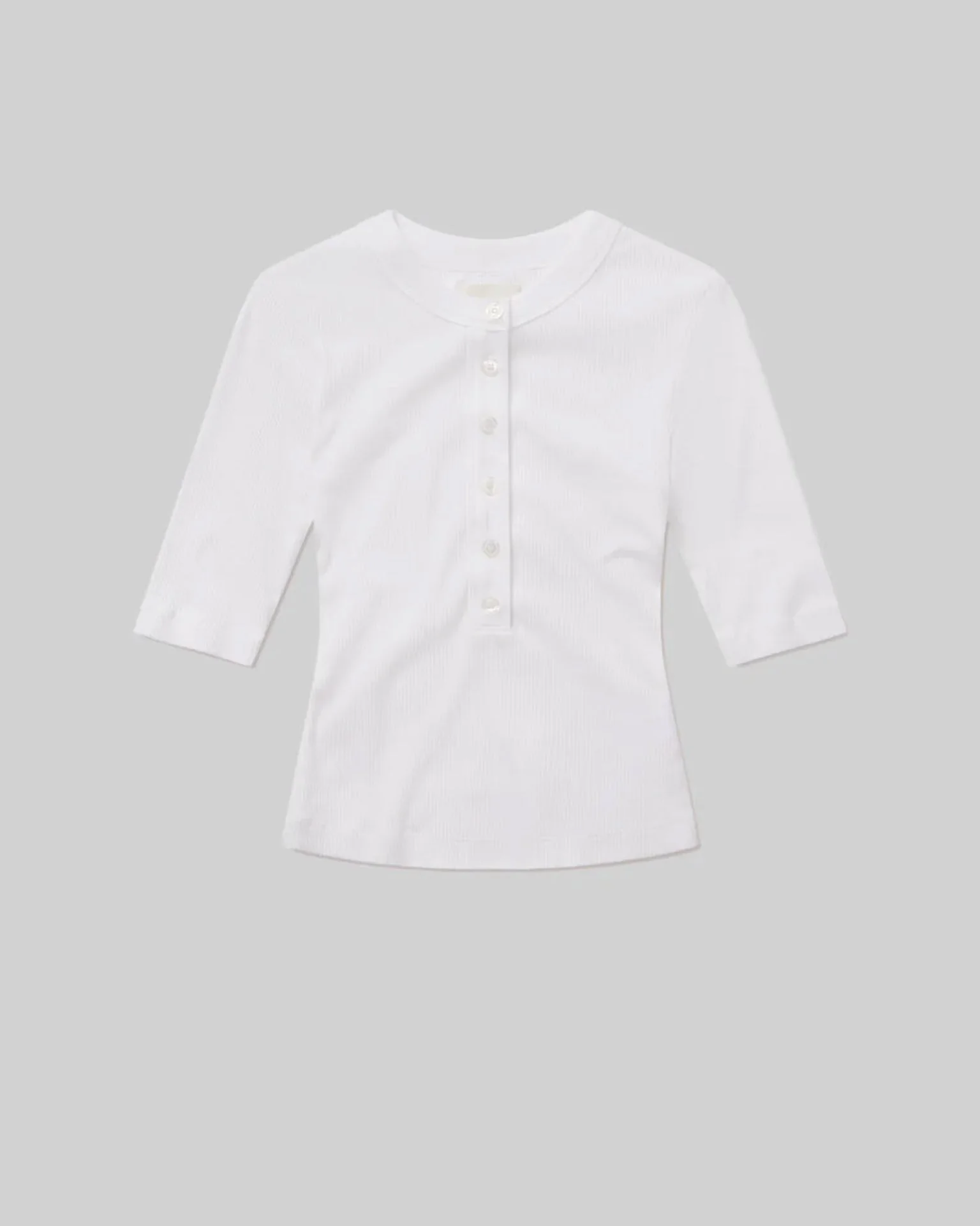 Nali Short Sleeve Henley in White - Image 6