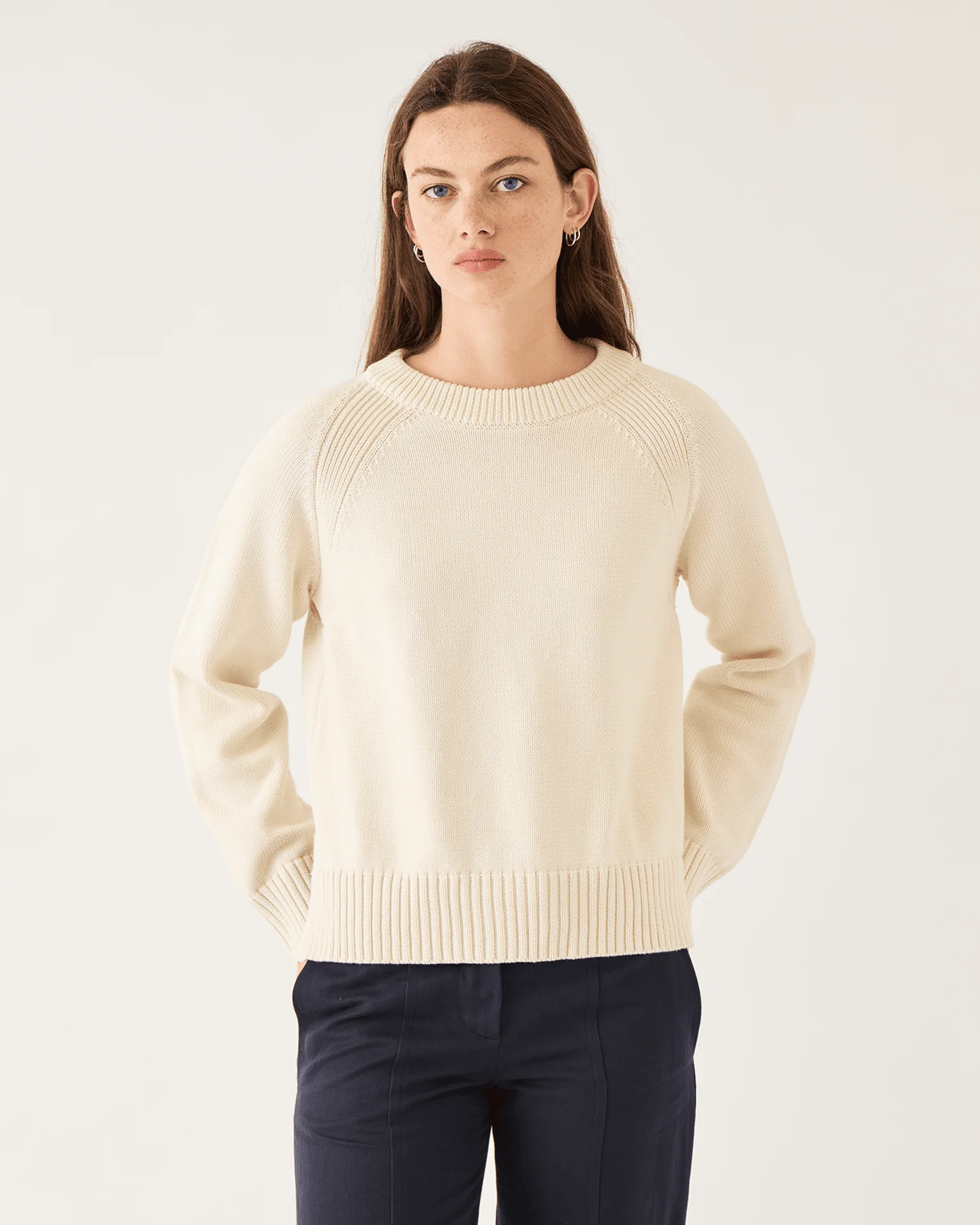 Natalia Cotton Sweater in Off White