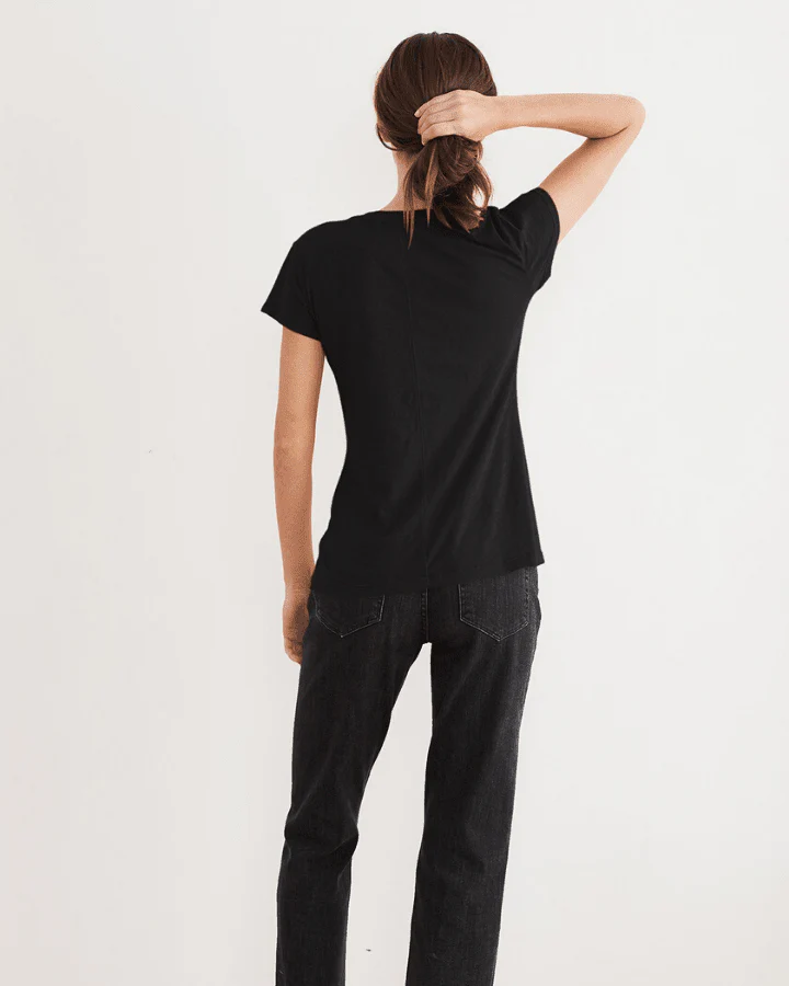 Odelia Scoop Neck Tee in Black - Image 2