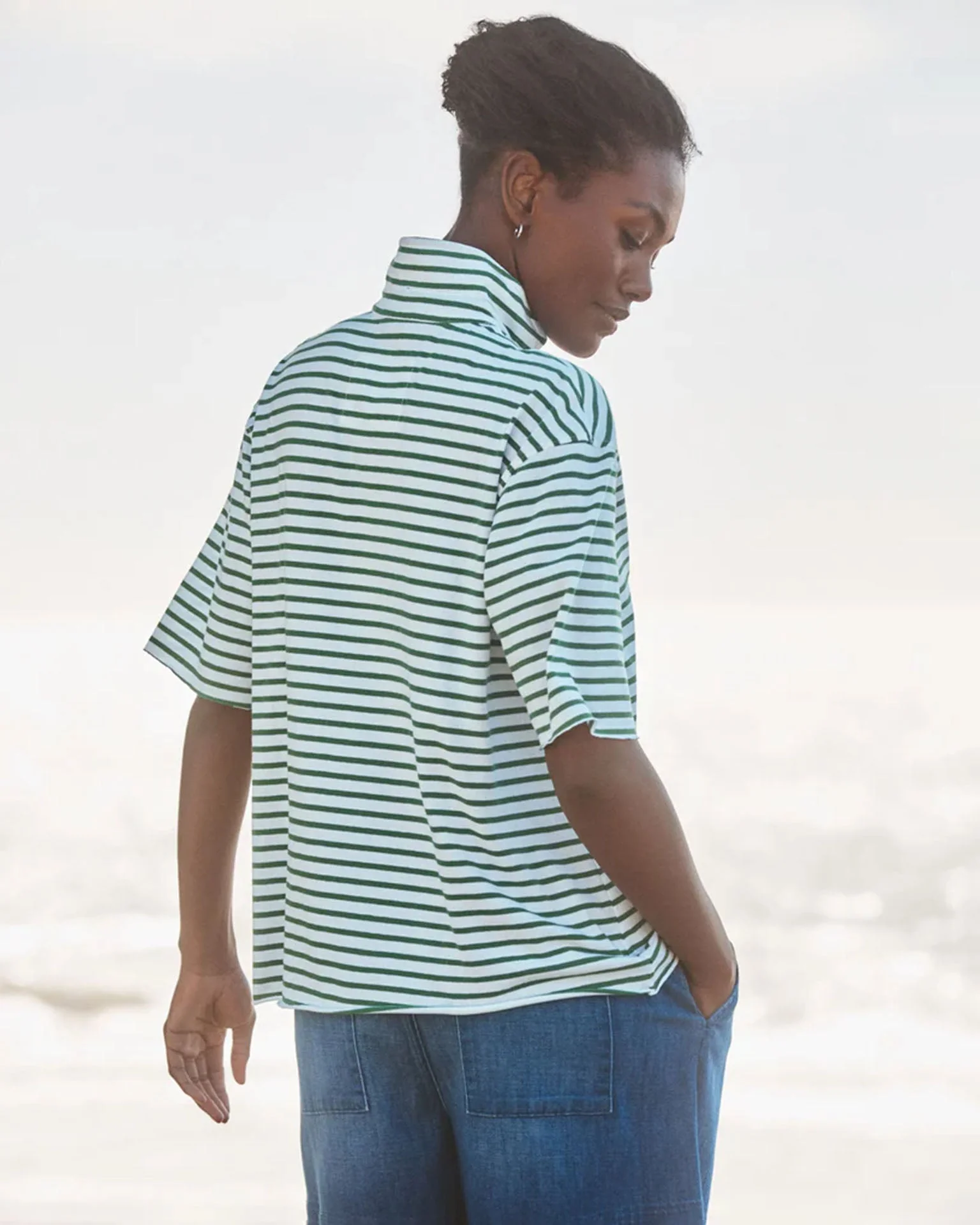Patty - Heritage Jersey in Green & White Stripe - Image 3