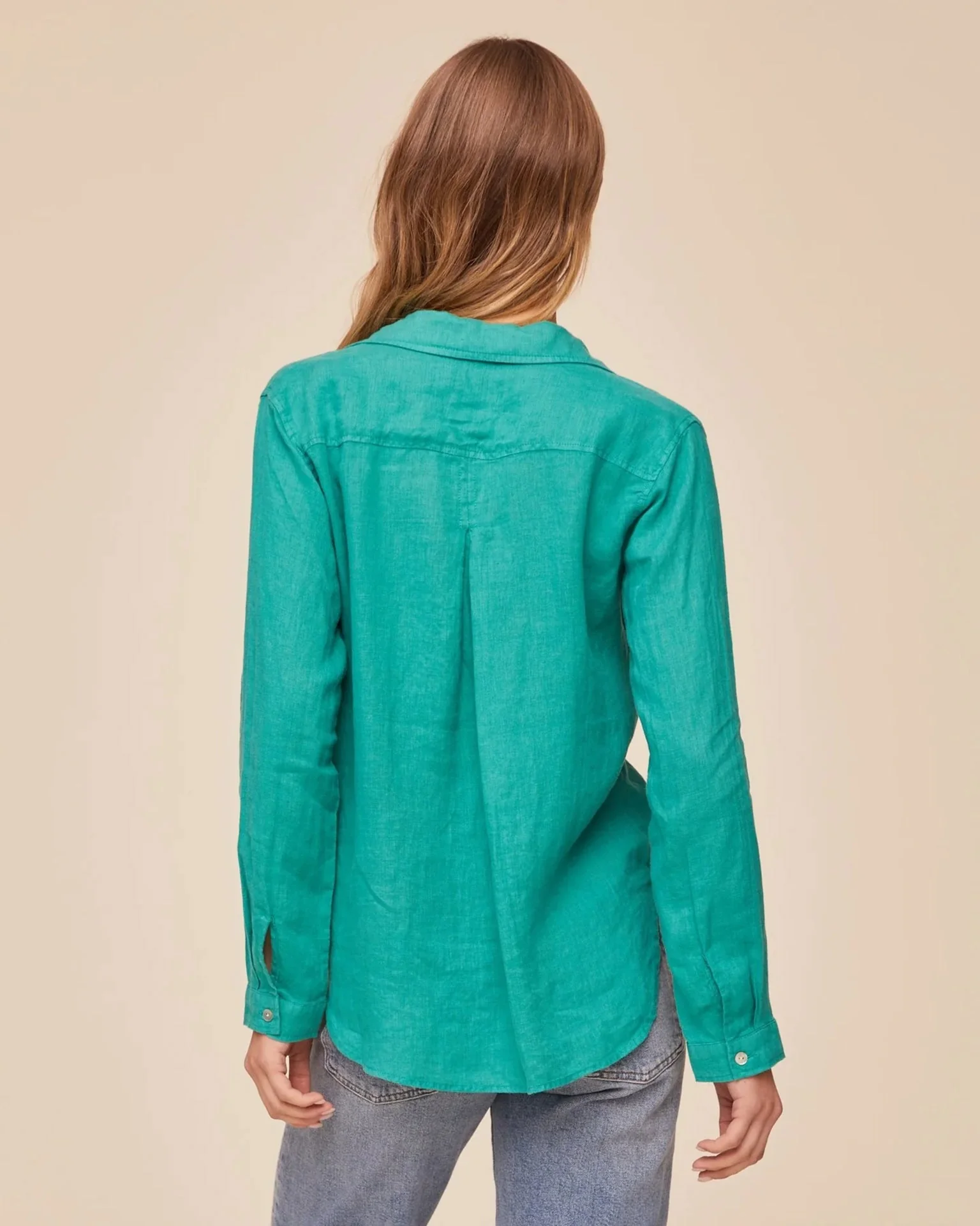 Pocket Button Down in Aqua Green - Image 4